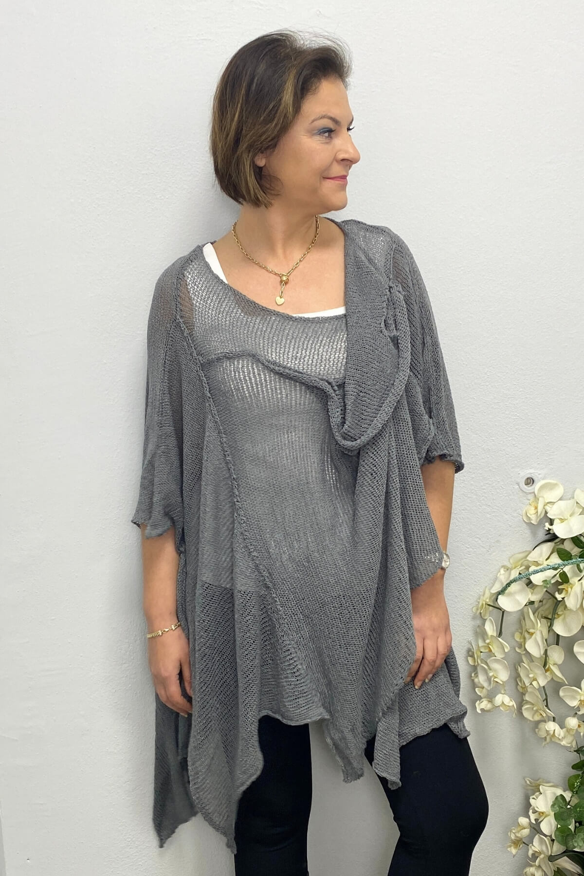 Kadın Gri Tasarım Merserize Mevsimlik Bluz