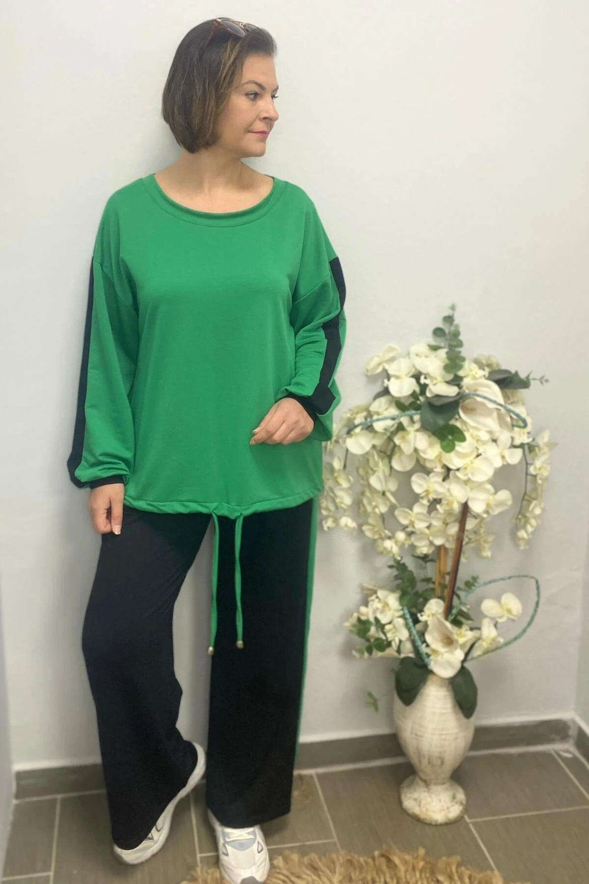 Büyük Beden Çimen Yeşili Mehita Eşortman Takım