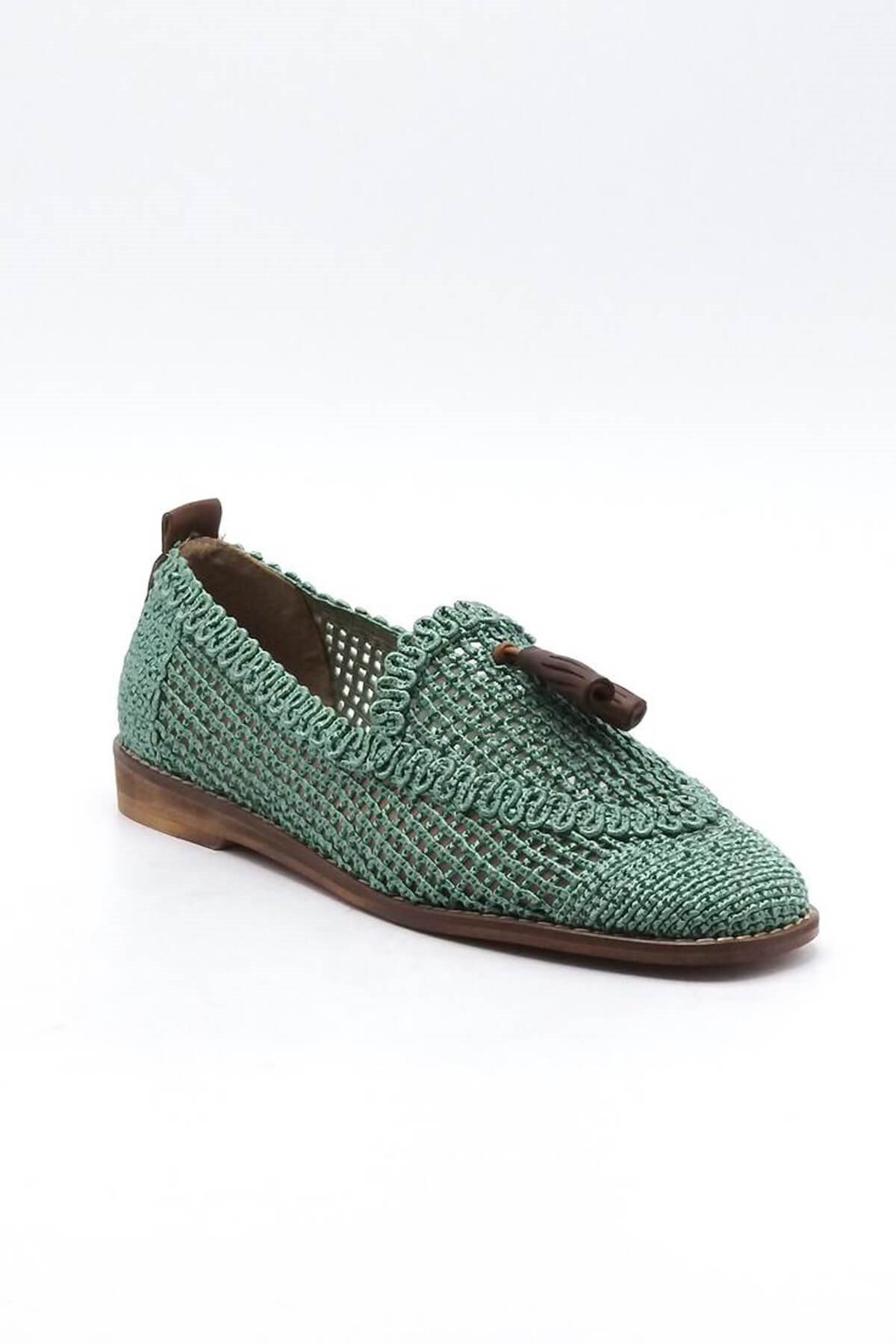 Kadın Triko Örgülü Yeşil Babet