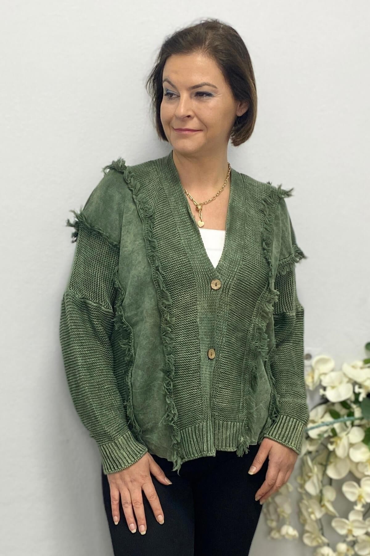 Büyük Beden Bohem Haki Hırka