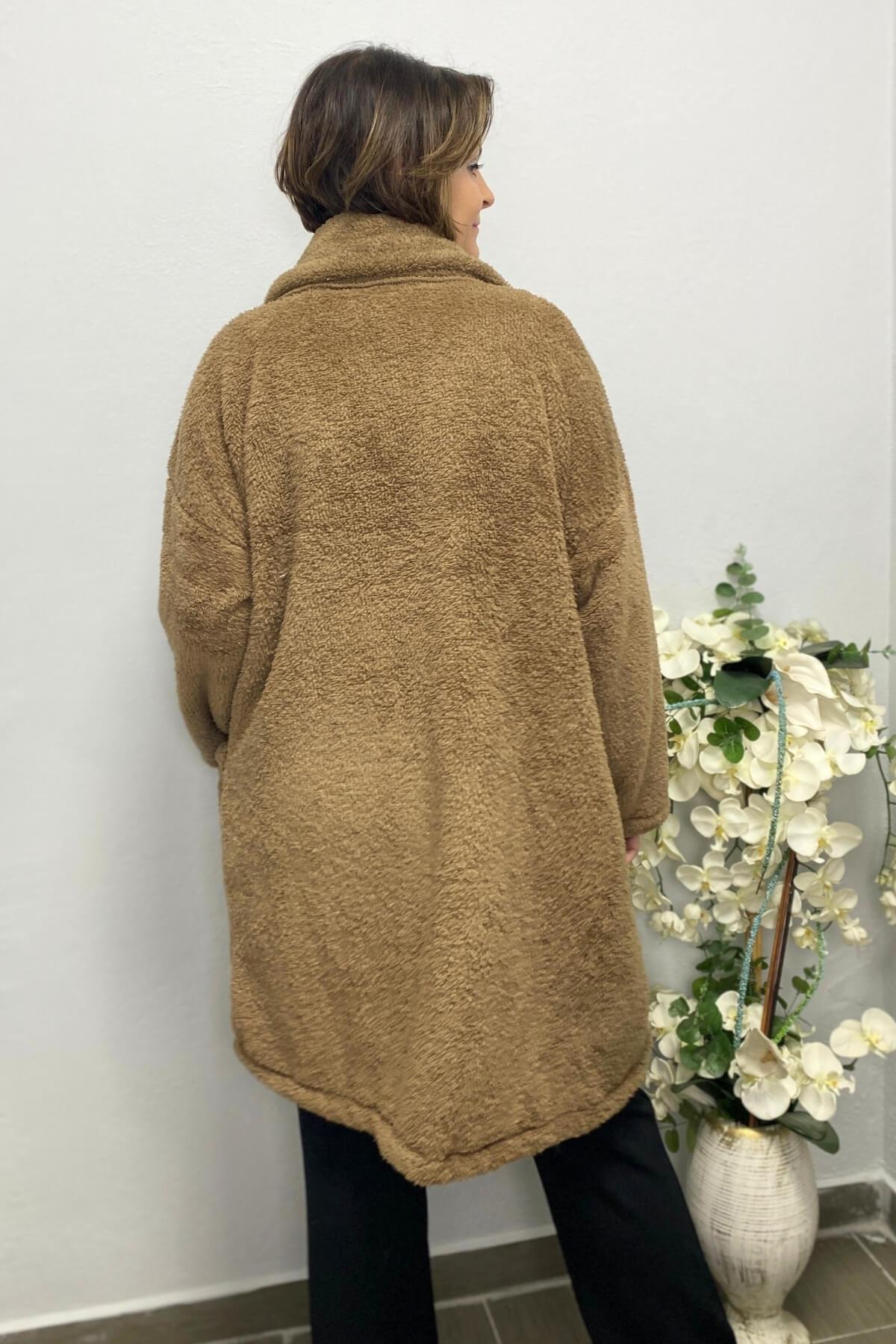Kadın Kahve Peluş Hırka
