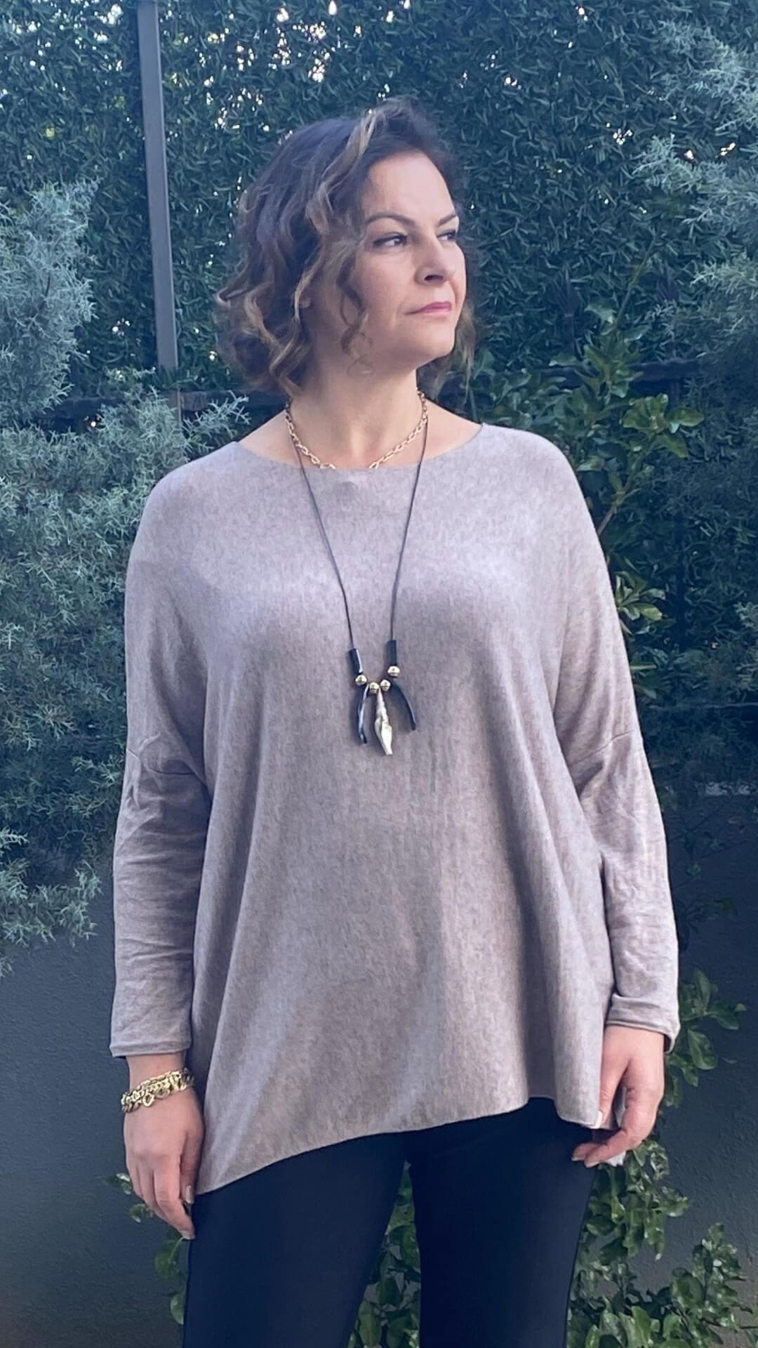 Kadın İtalyan Angora Kahve Triko Bluz