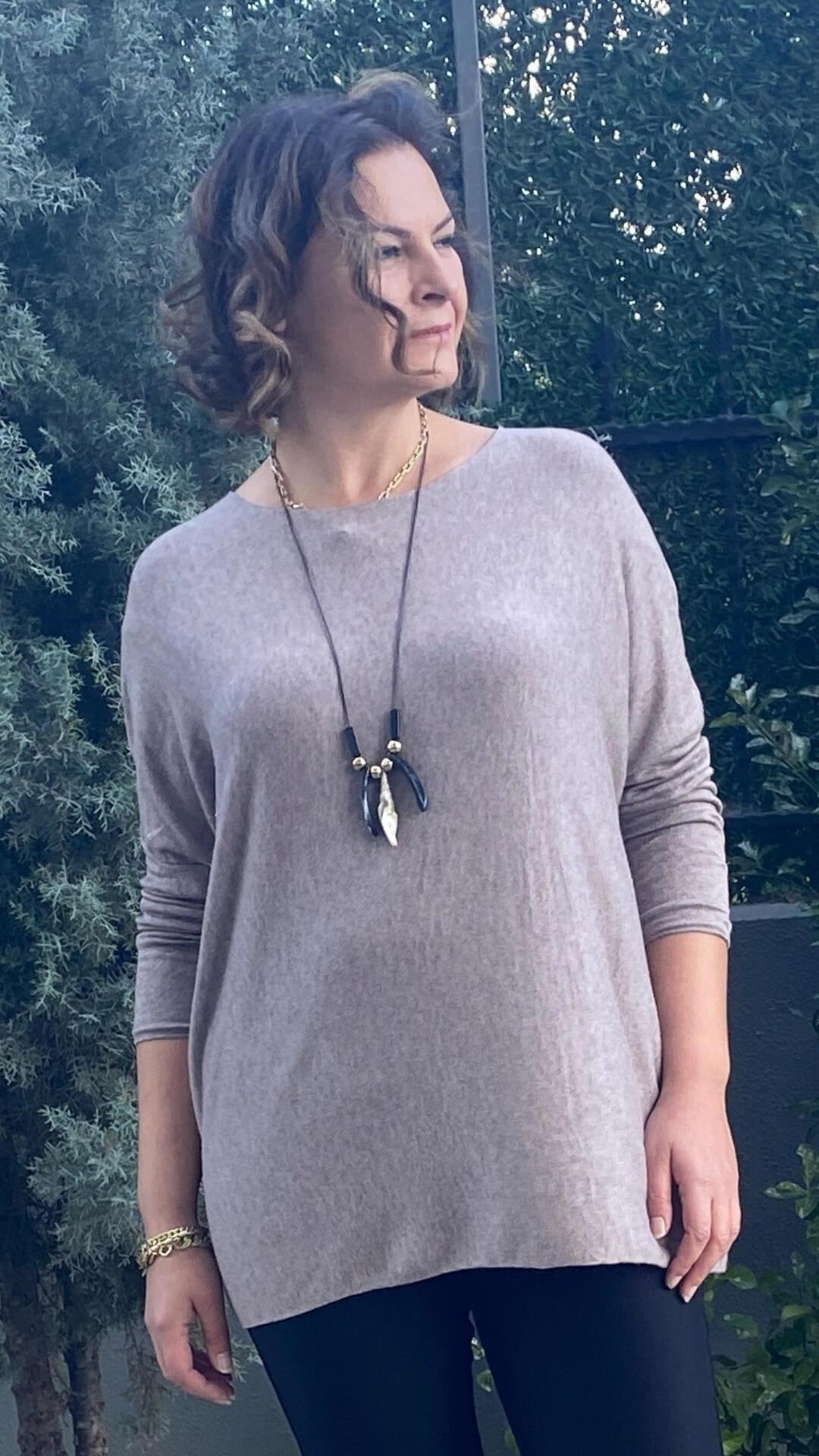 Kadın İtalyan Angora Kahve Triko Bluz