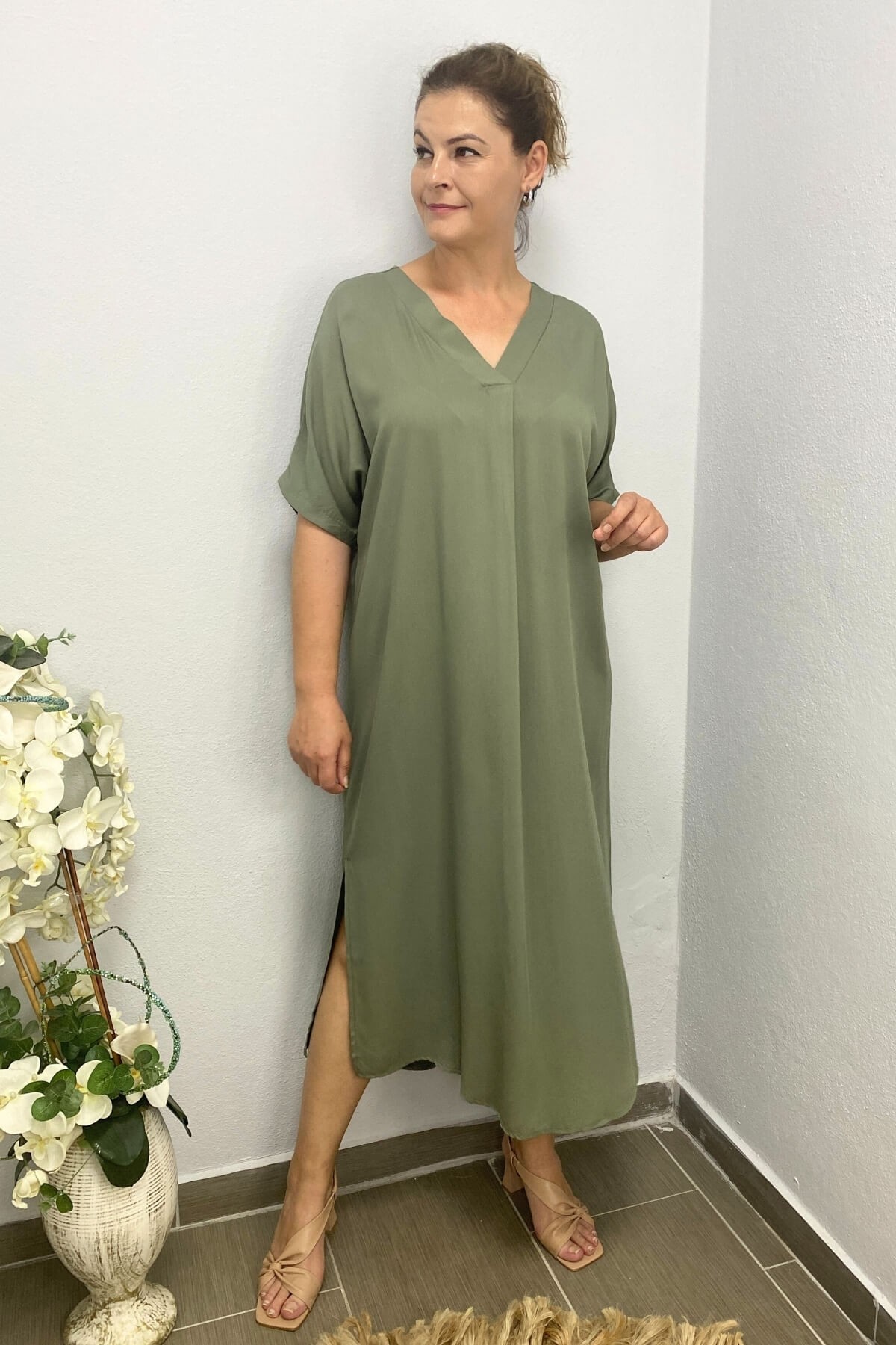 Kadın Salaş Haki Elbise