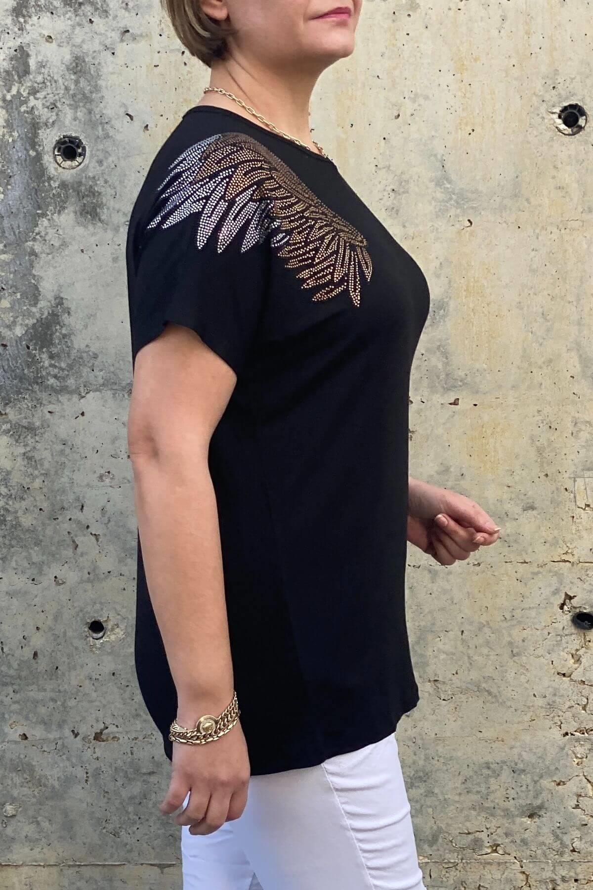 Büyük Beden Siyah Melek  Bluz