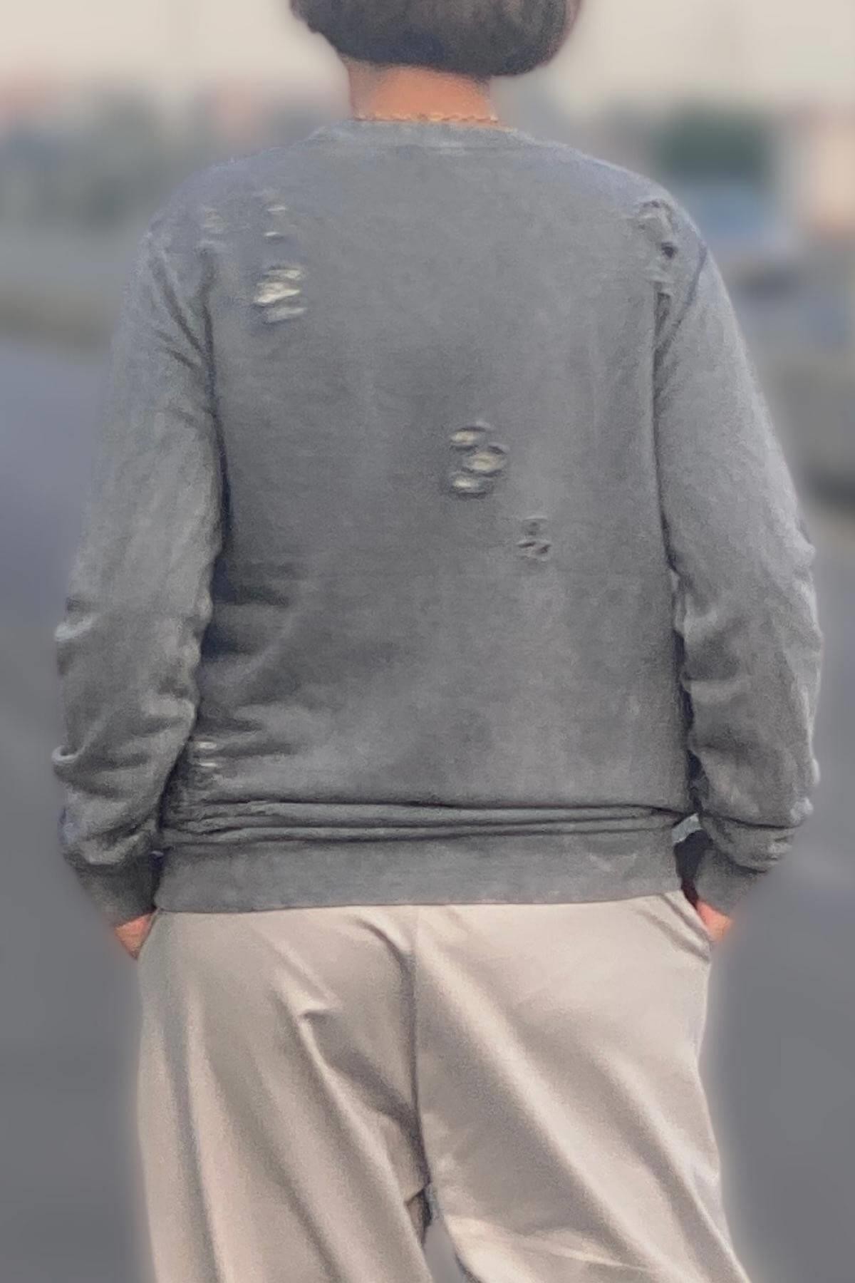 Kadın Gri Kaplan Desenli Sweat