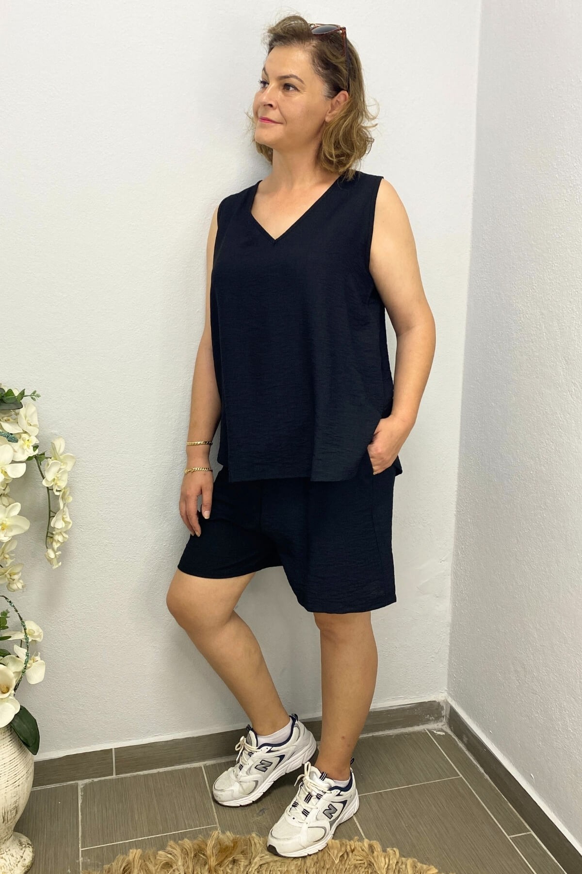 Kadın Tiril Tiril Siyah Şort Takım