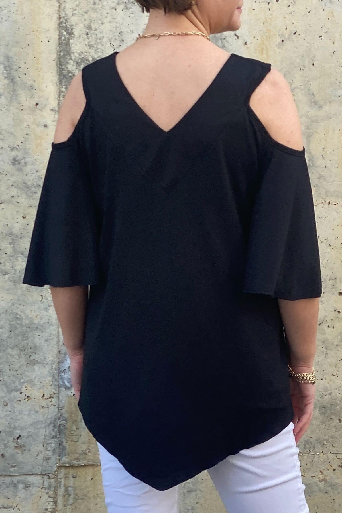 Büyük Beden Siyah Arkası & Önü V Yaka Bluz