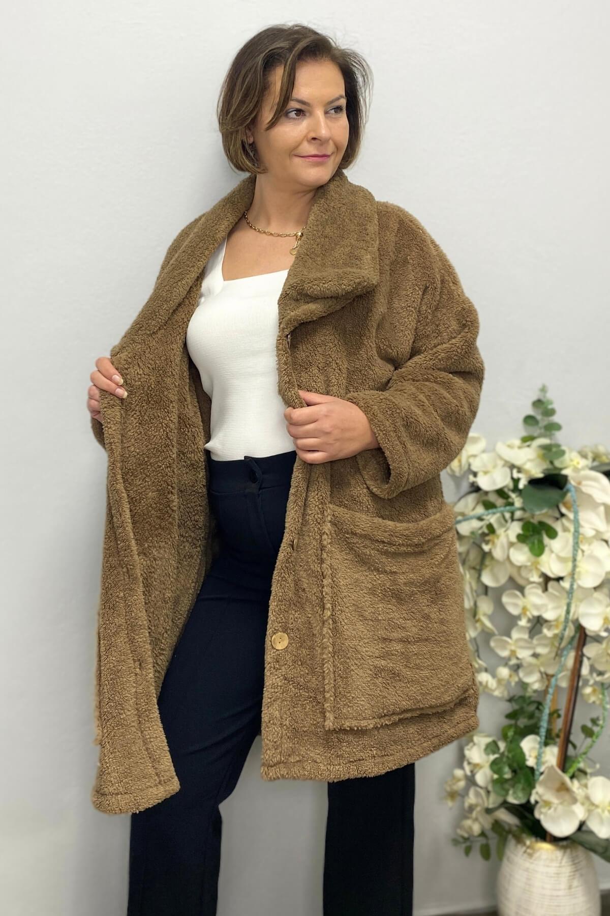 Kadın Kahve Peluş Hırka