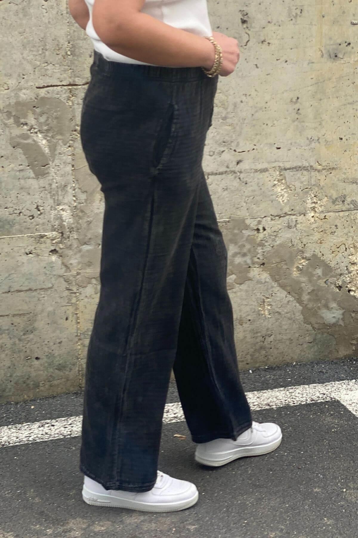 Kadın Siyah Keten Pantolon