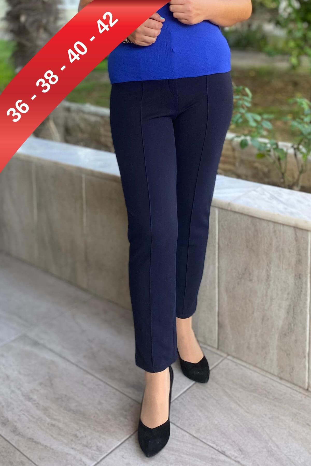 Dertsiz Lacivert Boru Paca Toparlaycı Pantolon