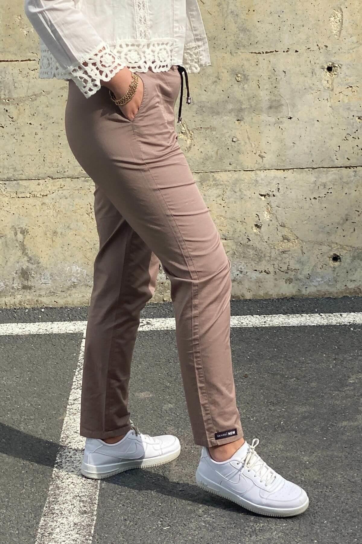 Kadın Spor Vizon Kumaş Pantolon