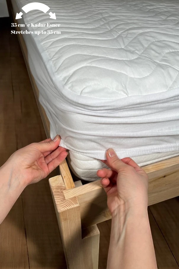 Kapitoneli Fitted Sıvı Geçirmez Yatak Koruyucu Alezi – Su Geçirmez, Terletmeyen – Tek / Çift