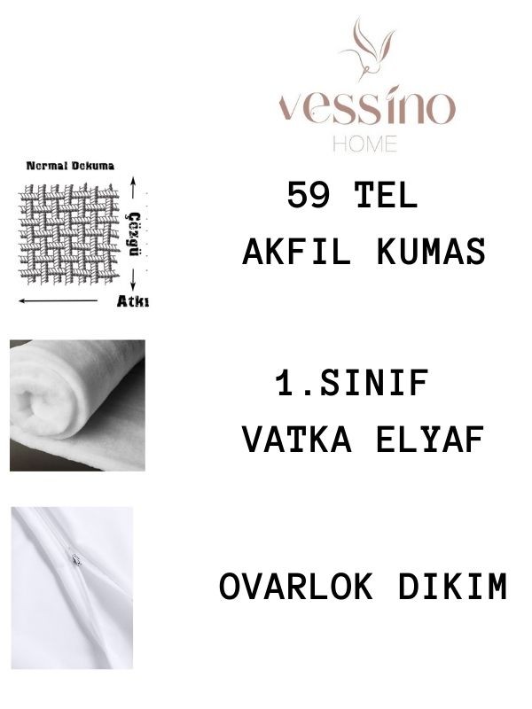 2'Lİ KAPİTONE YASTIK KORUYUCU FERMUARLI BEYAZ TELALI YASTIK ALEZİ 