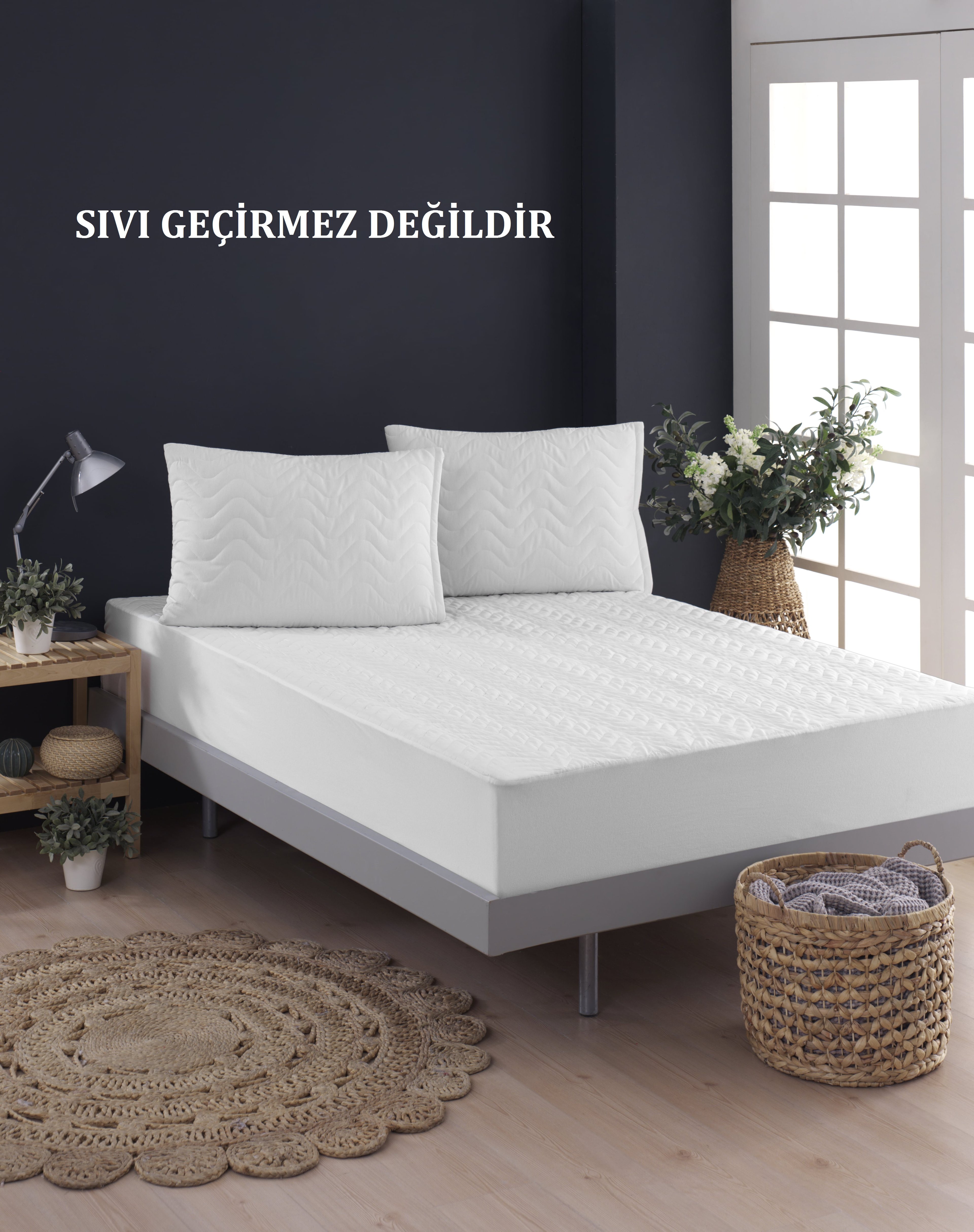 KAPİTONE FİTTED ALEZ FULL KENAR PENYE PAMUK YATAK KORUYUCU    