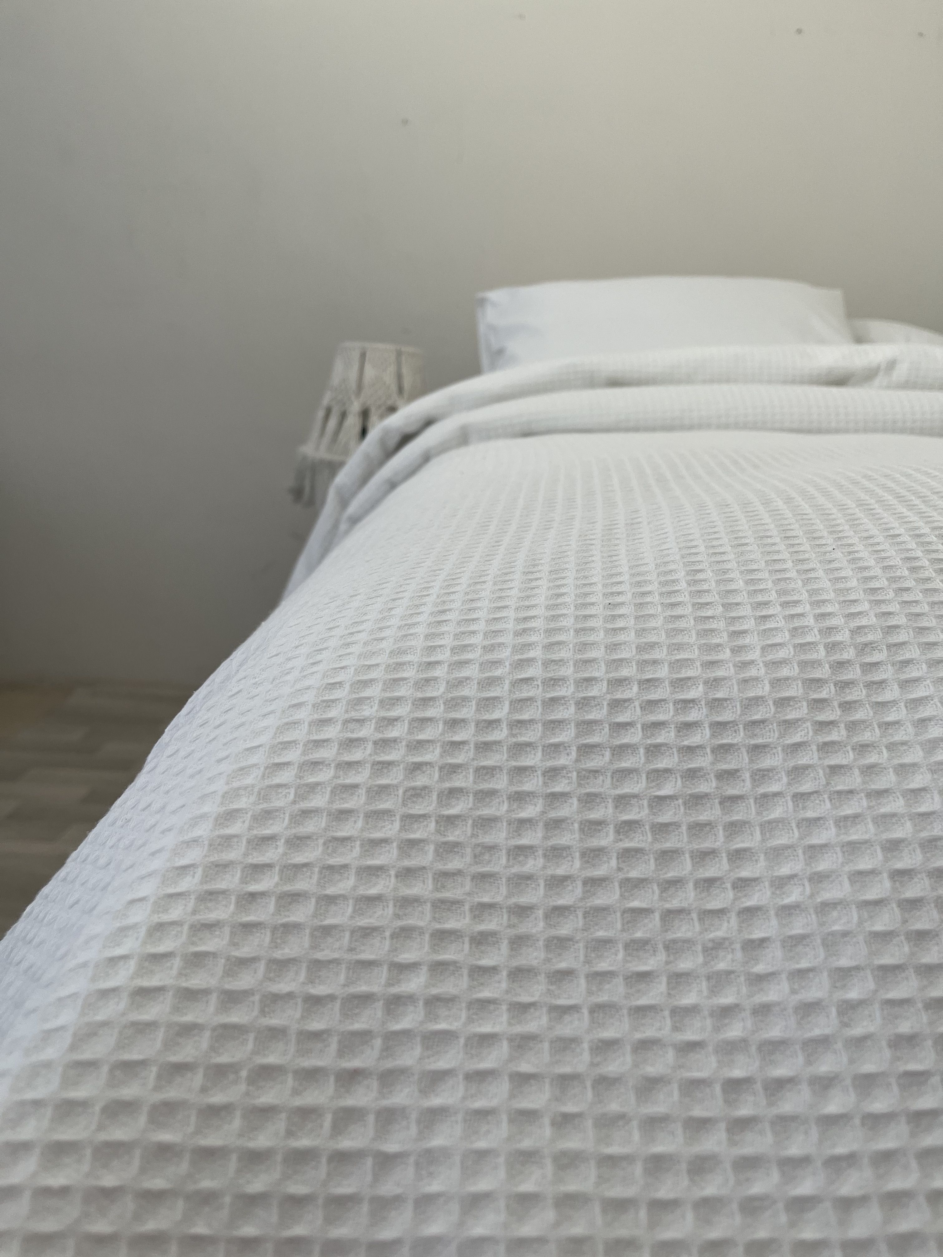 WAFFLE DESEN %100 PAMUK YATAK ÖRTÜSÜ LÜX OTEL TİPİ 