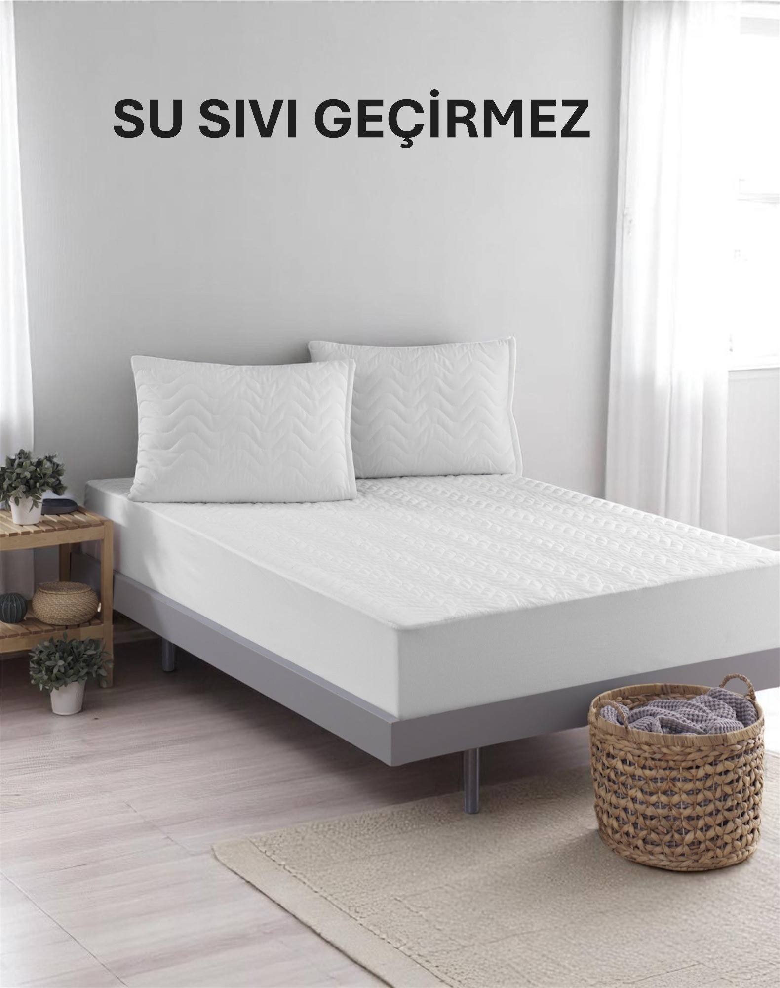 KAPİTONELİ FİTTED SU SIVI GEÇİRMEZ YATAK ALEZİ BEYAZ TERLETMEYEN YATAK KORUYUCU (TEK ÇİFT KİŞ  Tek Çift Kişilik  