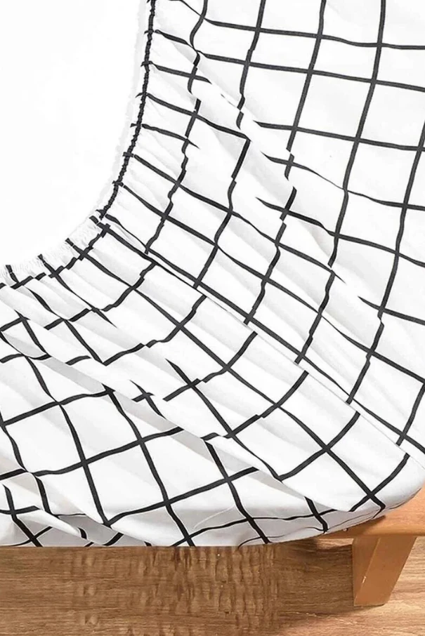 VESSİNOHOME Nevresim Takımı Çift Kişilik Pamuklu Ekose ( 160x200 Lastikli Çarşaf+ 200x220 yorgan Kılıfı+2 Yastık Kılıfı)