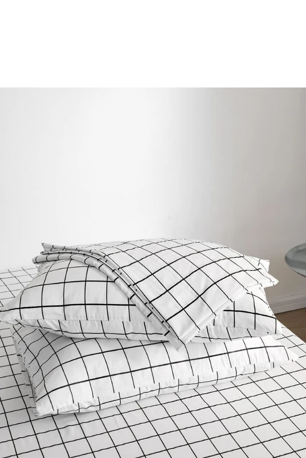 Nevresim Seti Çift Kişilik Pamuklu Ekose ( 200x220 yorgan Kılıfı+2 ad 50x70 Yastık Kılıfı)