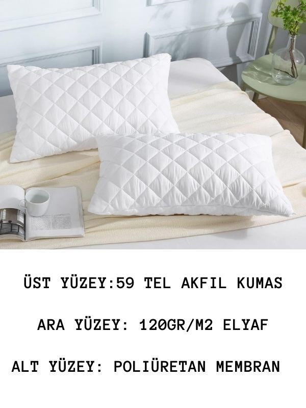 2'Lİ KAPİTONE SU SIVI GEÇİRMEZ YASTIK KORUYUCU PAMUKLU ALEZ FERMUARLI YASTIK ALEZİ 