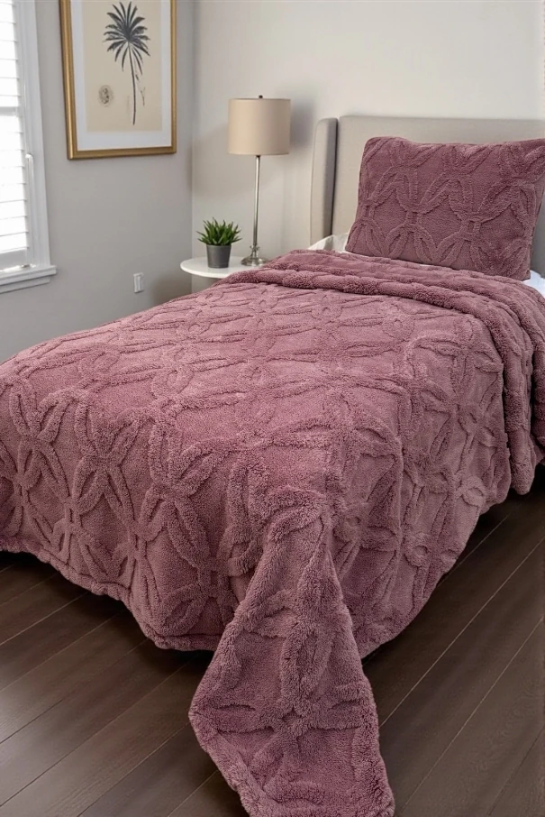 Orion Wellsoft Tek Kişilik Yatak Örtüsü Seti (180×235 cm + 1 Yastık Kılıfı) | Yumuşak ve Sıcak, Lüks Tasarım, OEKO-TEX Belgeli, Kışlık Battaniye Alternatifi - Gül