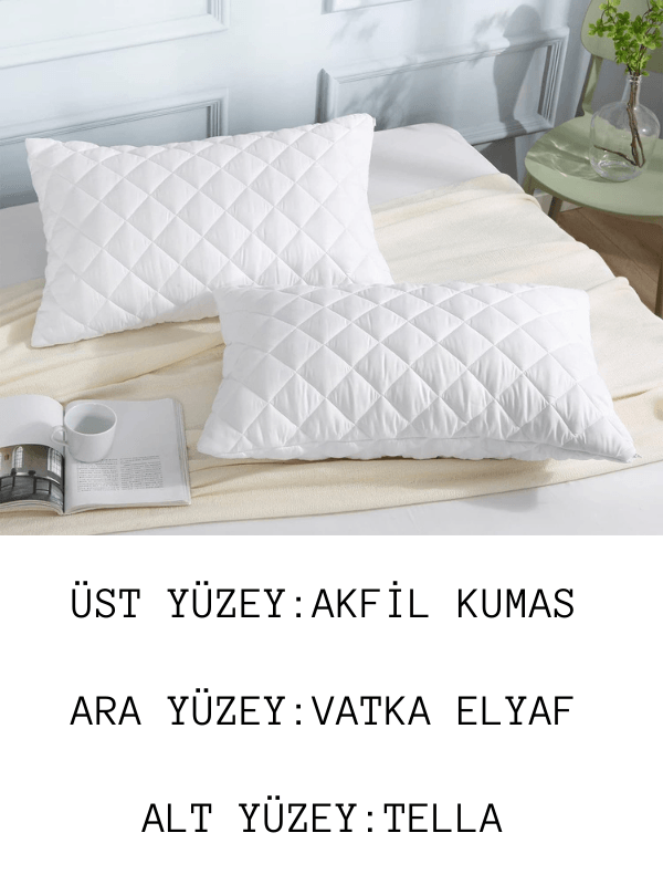 2'Lİ KAPİTONE YASTIK KORUYUCU FERMUARLI BEYAZ TELALI YASTIK ALEZİ 