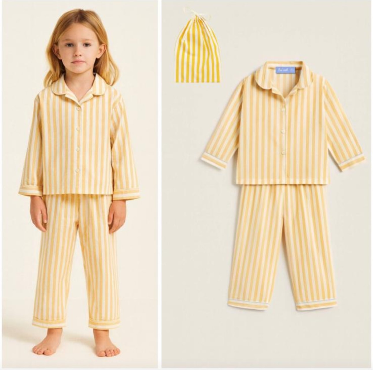 La'ciel Paris Çizgili Pijama Takımı - Sarı