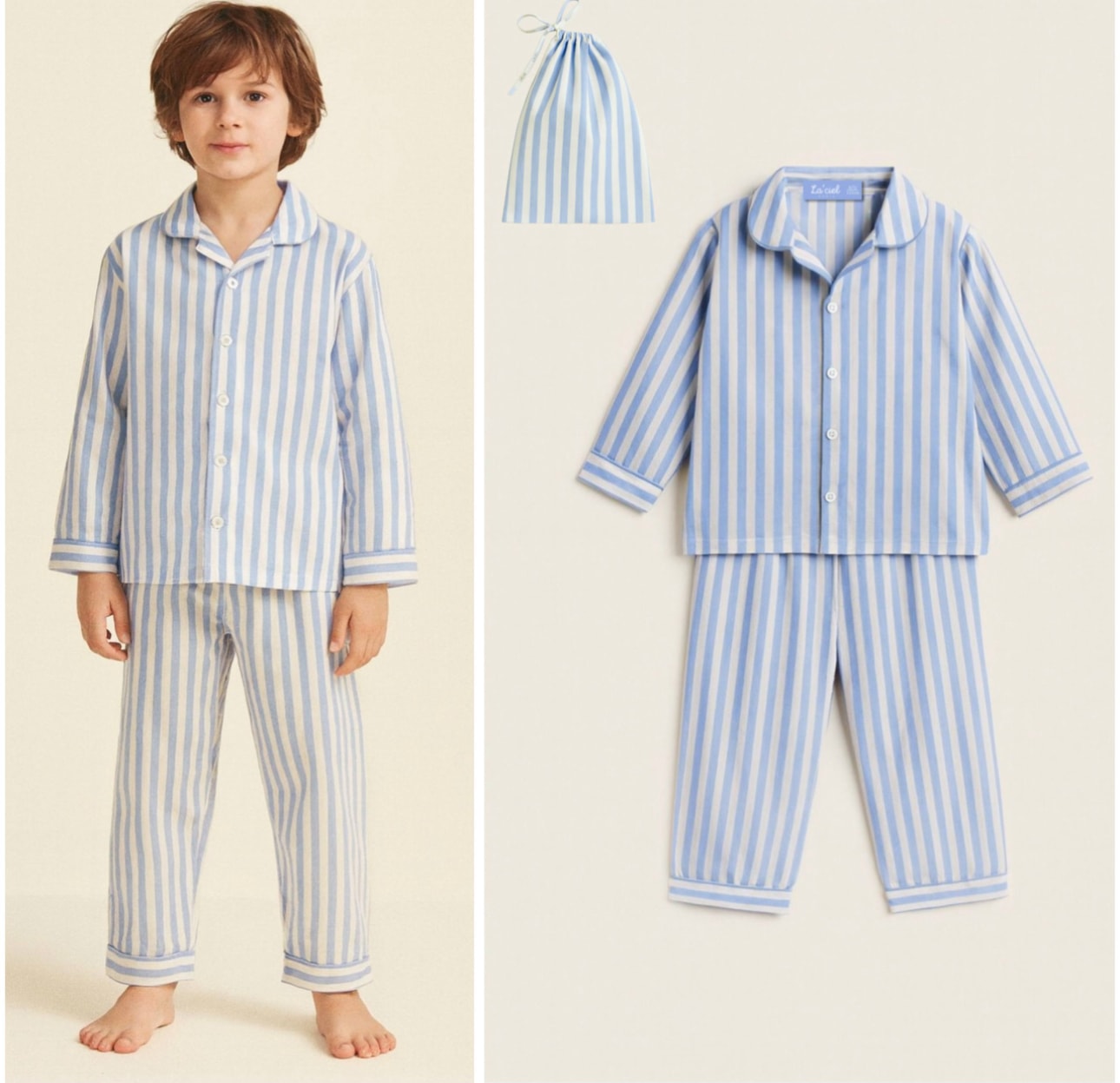 La'ciel Paris Çizgili Pijama Takımı - Mavi