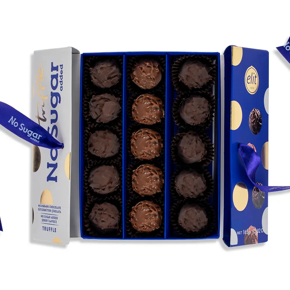 Şeker İlavesiz Sütlü Bitter Truffle Kutu 165g Glutensiz