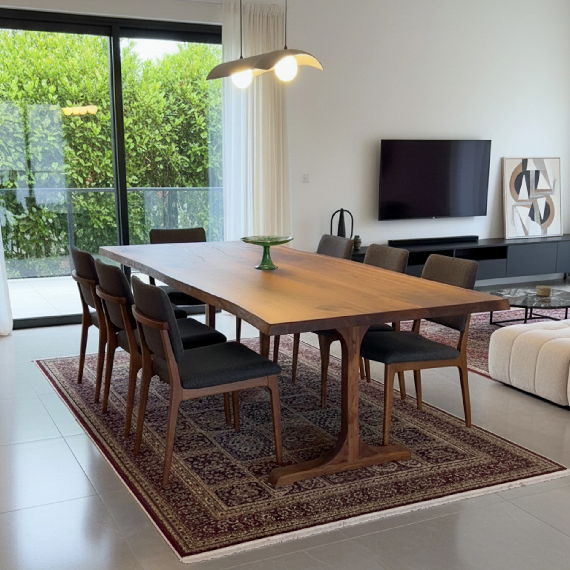 Ceviz Kütük Masa – Doğal Kenarlı, El Yapımı, Modern Rustik Yemek Masası