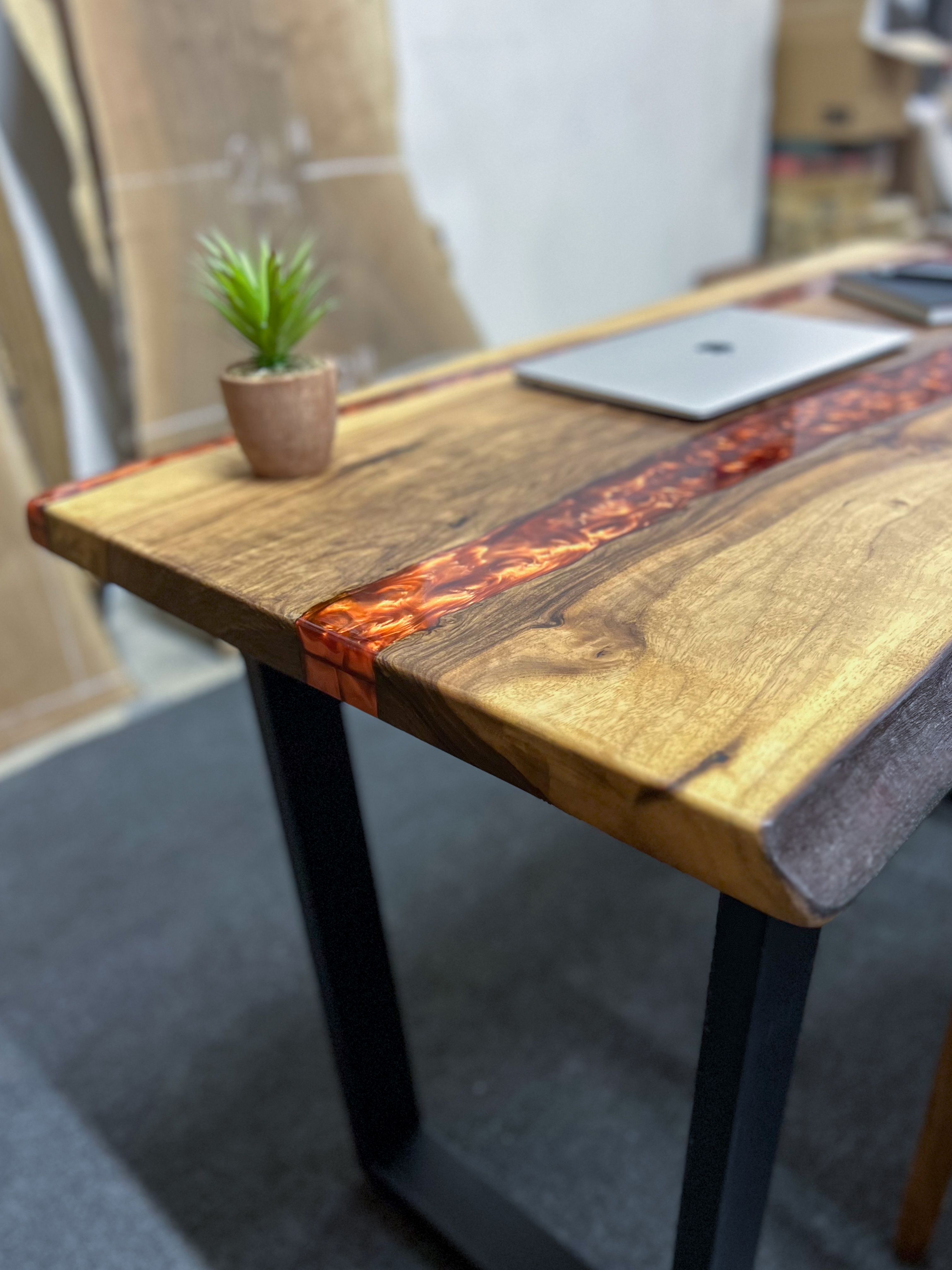 Live Edge Copper Epoxy Walnut Table