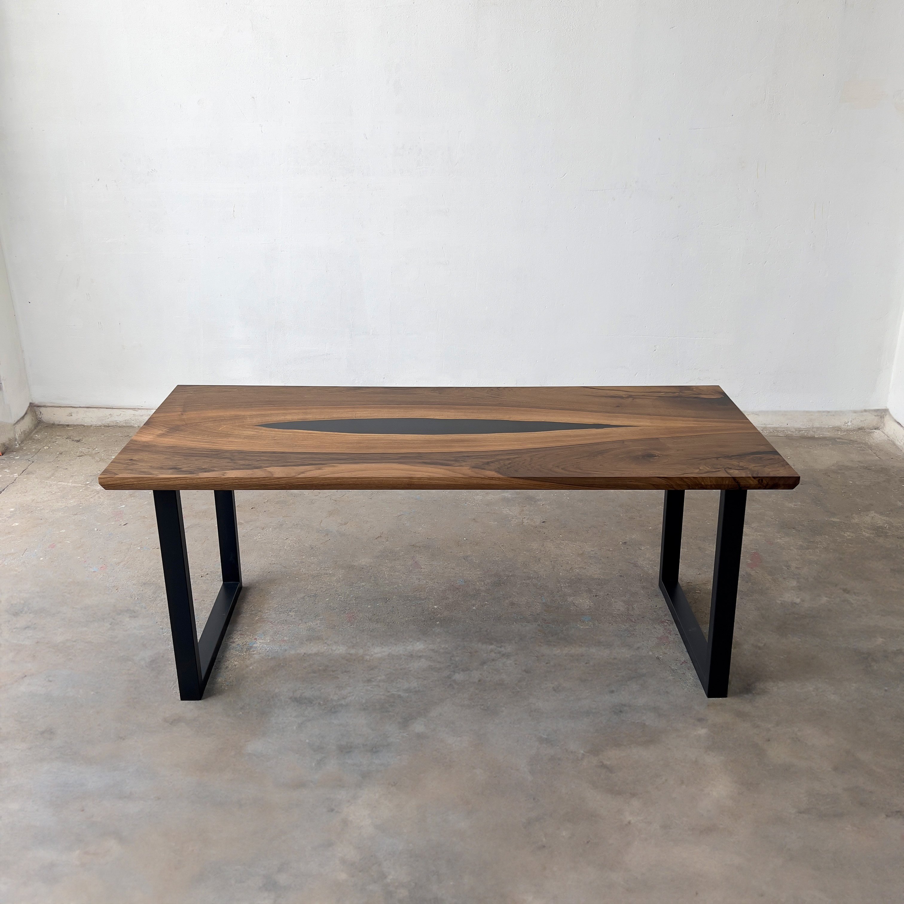 Bookmatched Walnut Black River Epoxy Table | Ouick Ship