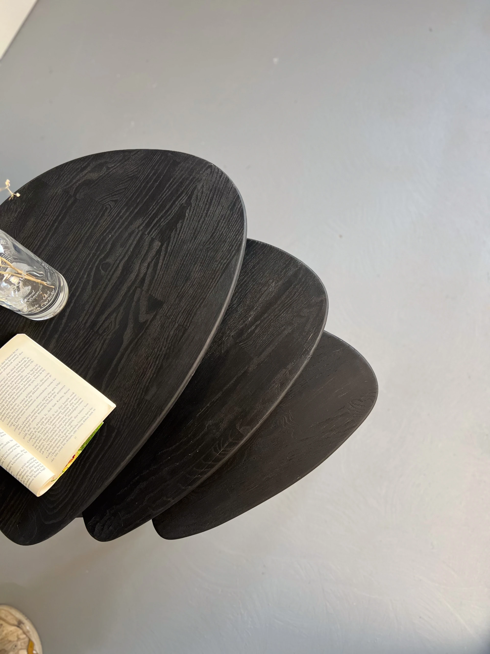 Ercol Stil Ahşap Zigon Sehpa Seti | 3’lü Retro Modern Tasarım | Masif Ağaç Yan Sehpa Takımı