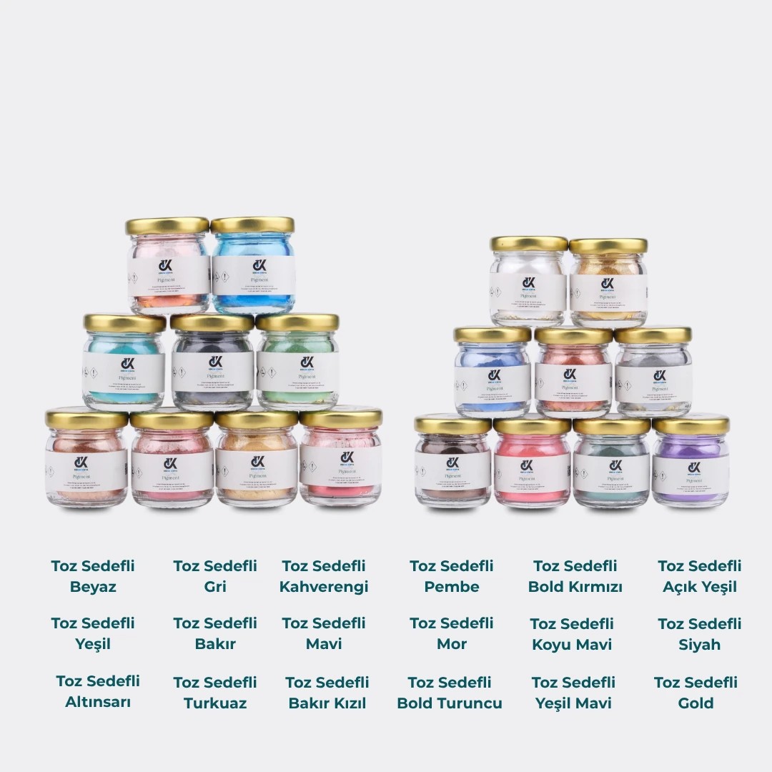 Sedefli Metalik Epoksi Toz Pigment Seti – 18 Renk | 180 gr (18x10g)