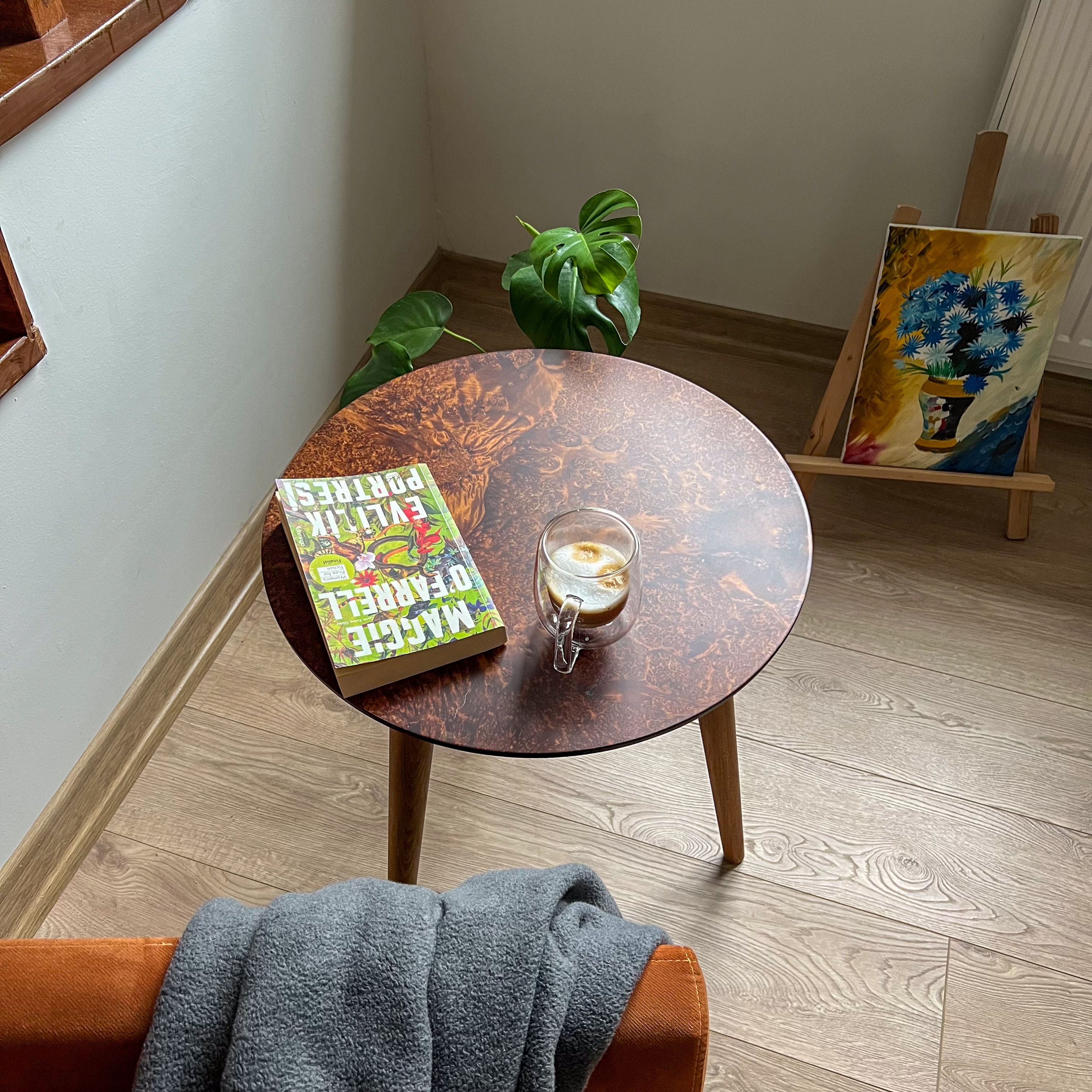 Burl Veneer Side Table – Matte Finish | Walnut or Elm