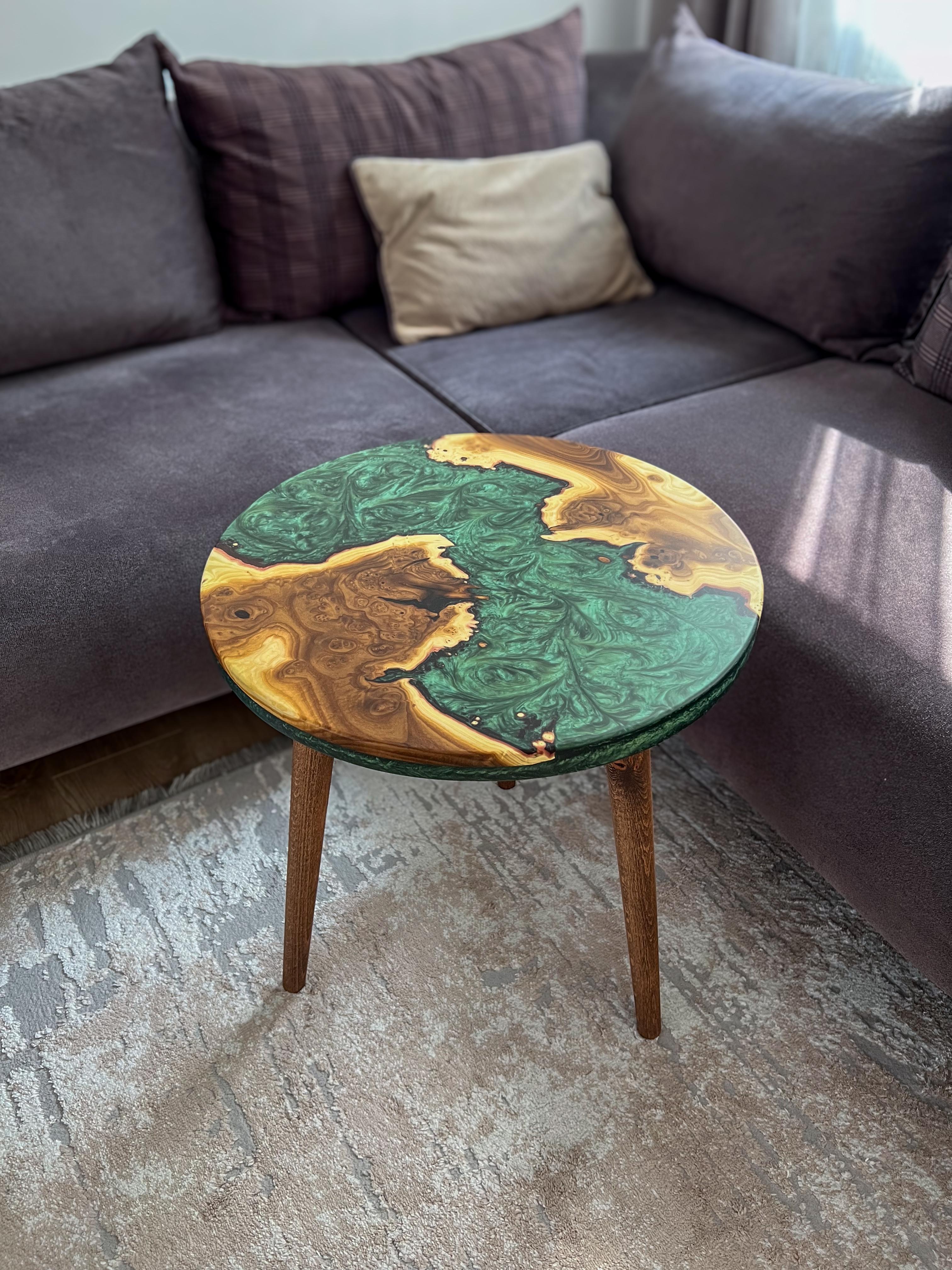 20" Round Blue Resin River Coffee & Side Table 