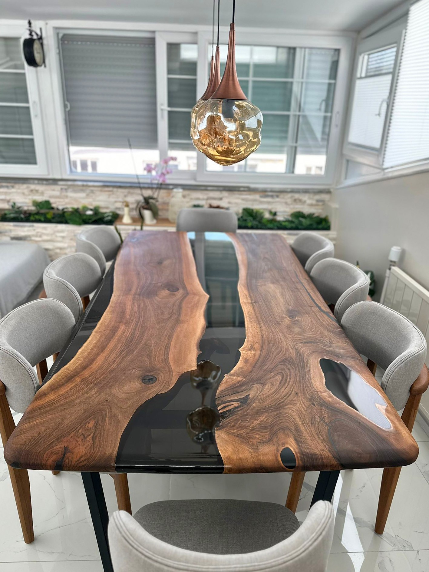 Solid Walnut Table and Matching Bench image