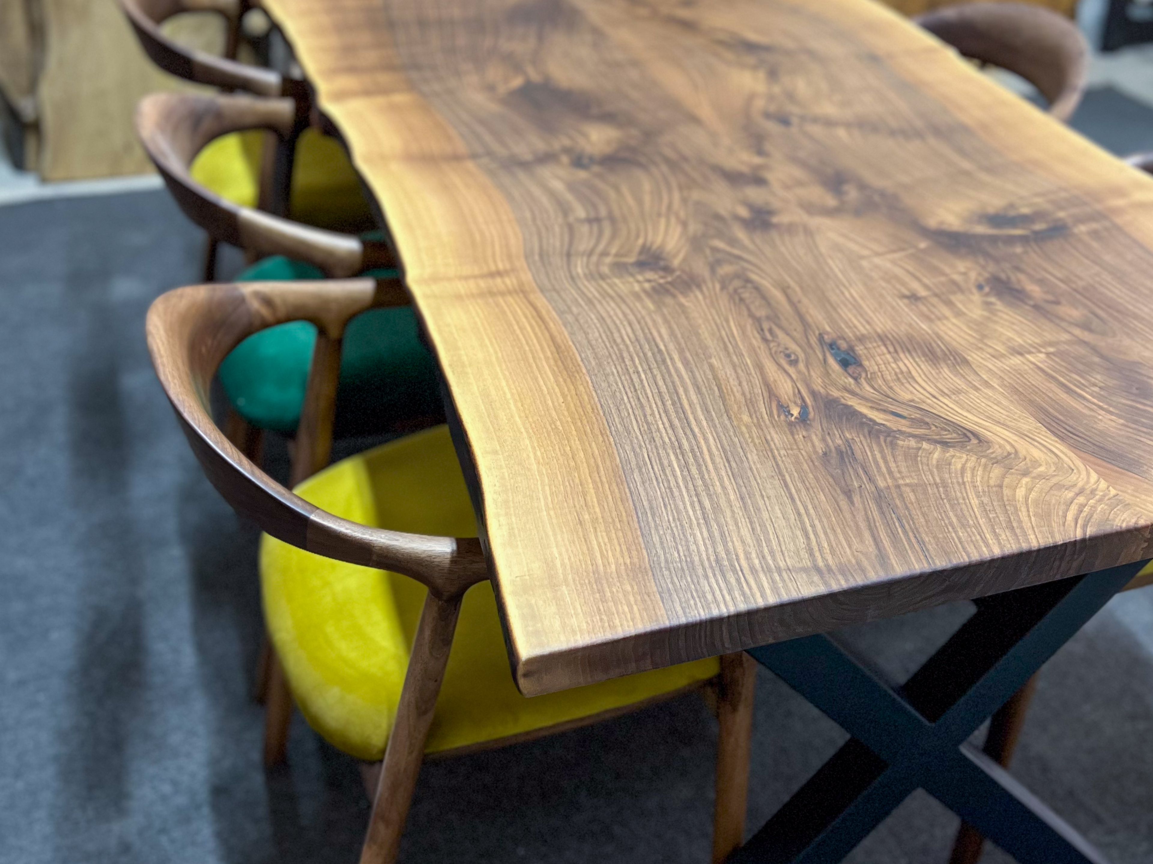 Live Edge Walnut Slab & Wooden Table, Natural Edge, Dining Table, Kitchen Table