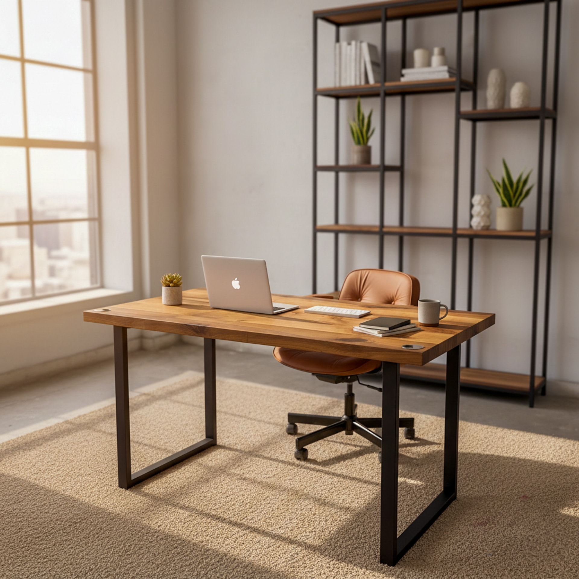 Masif Ceviz Çalışma Masası | Naturel Ceviz ve Koyu Ceviz