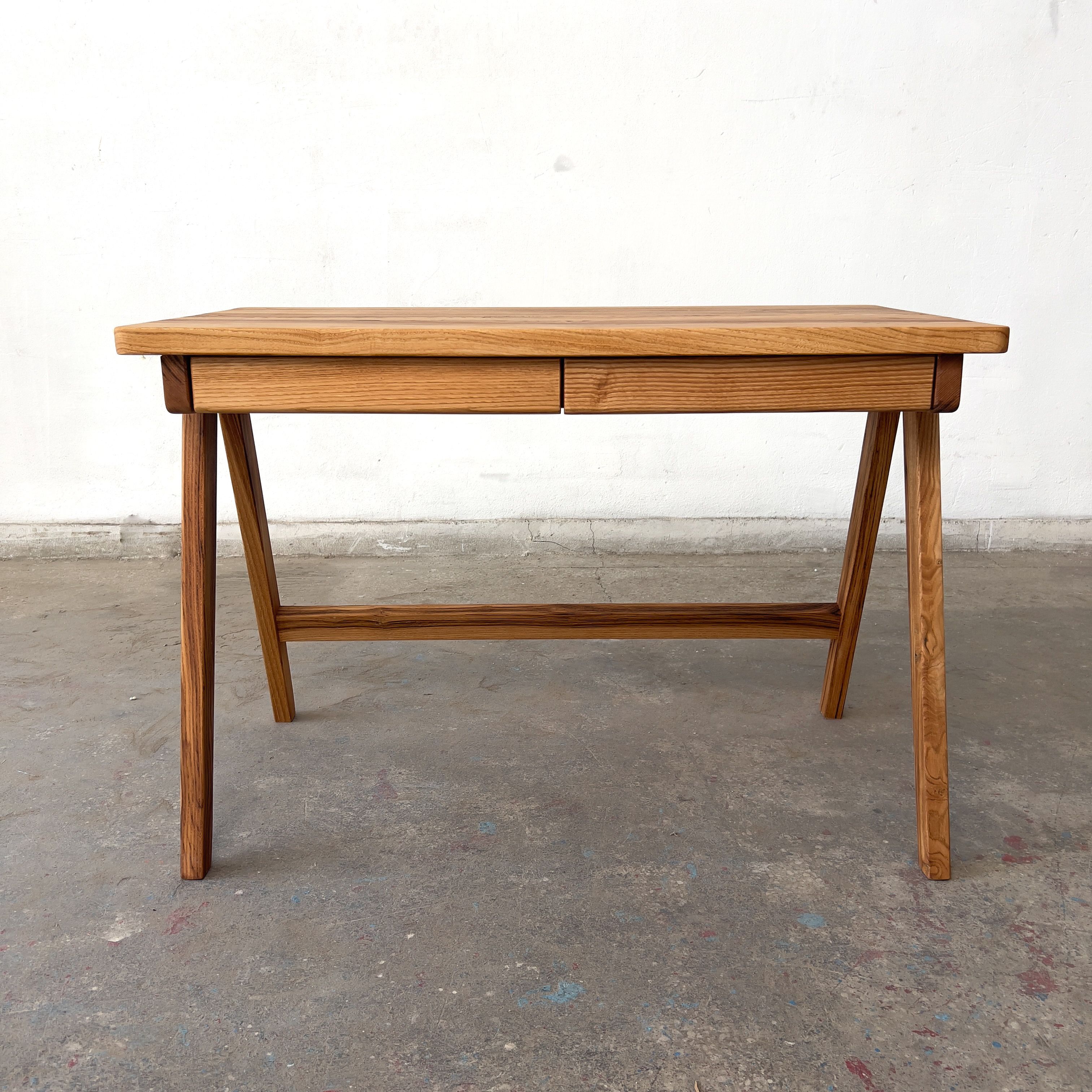 Solid Chestnut Wooden Computer&Writing Desk with 2 Drawers