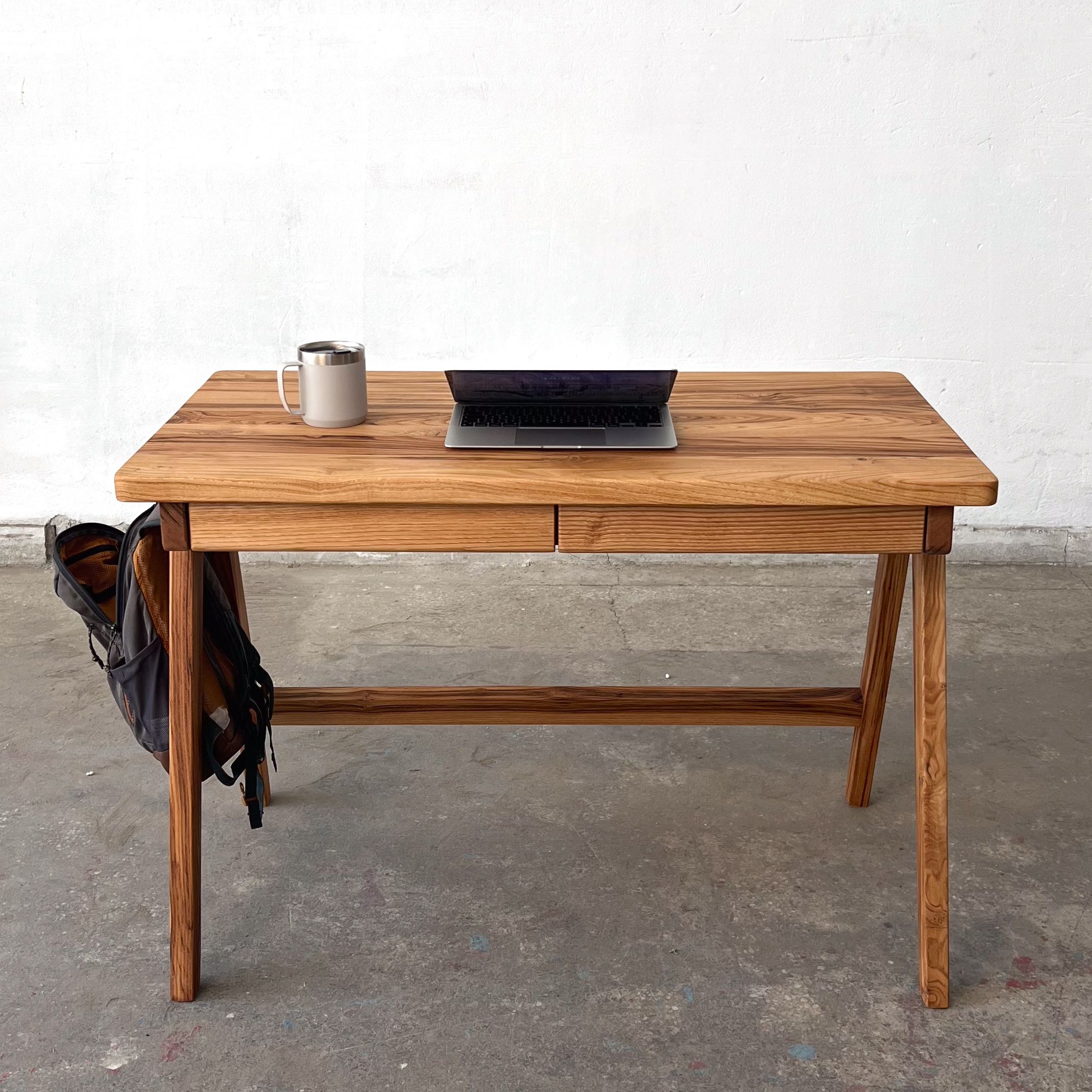 Solid Chestnut Wooden Computer&Writing Desk with 2 Drawers