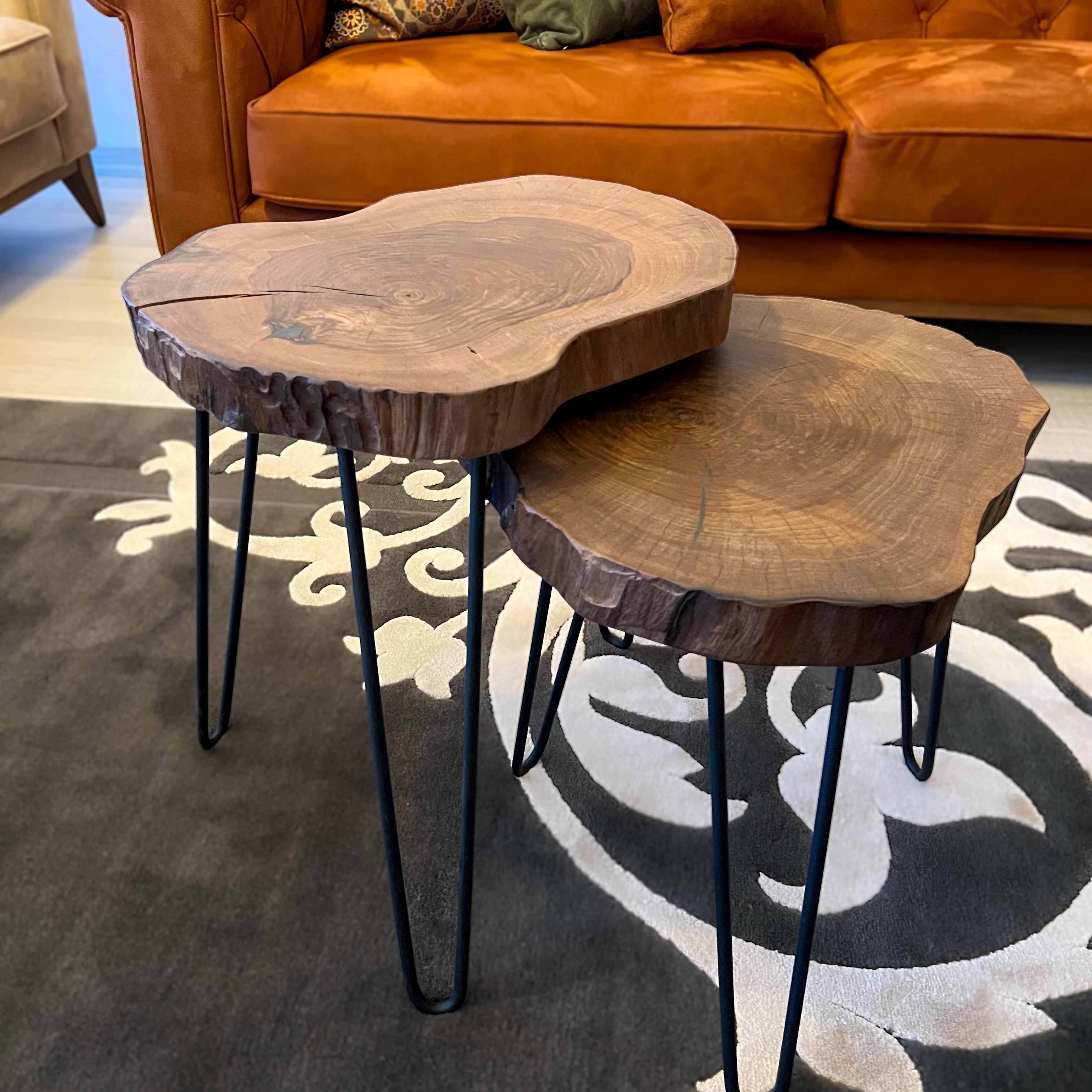 Live Edge Walnut Nested Coffee & Side Table Set