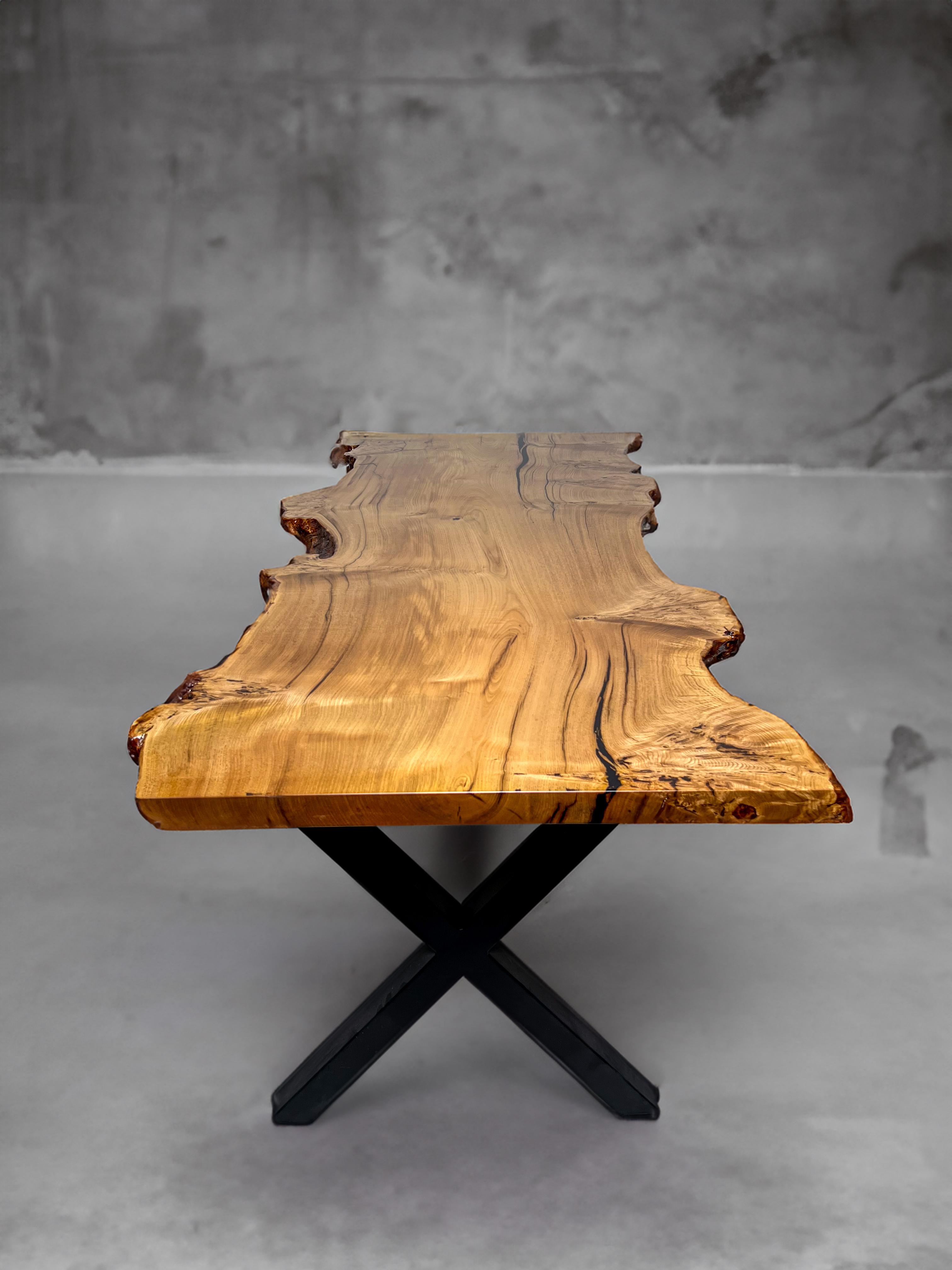 Quick Ship - Live Edge Slab Table, Solid Chestnut, 82L x 36W inches