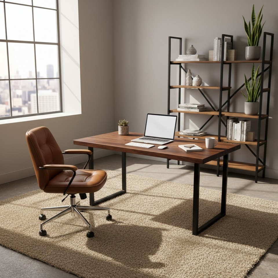 Masif Ceviz Çalışma Masası | Naturel Ceviz ve Koyu Ceviz