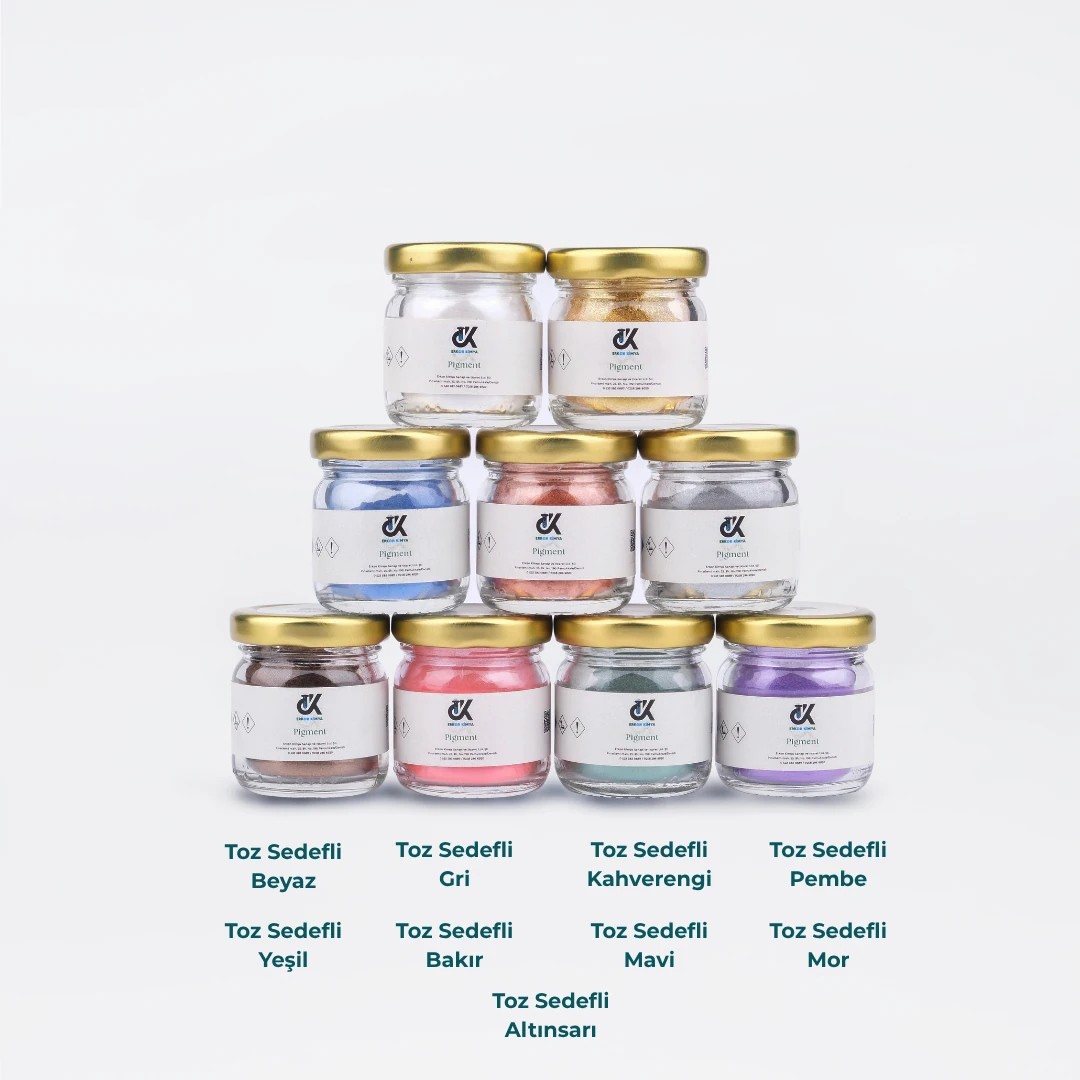 9’lu Sedefli Metalik Toz Pigment Seti – Beyaz/Gri/Kahve/Pembe/Yeşil/Bakır/Mavi/Mor/Altın | 90 gr