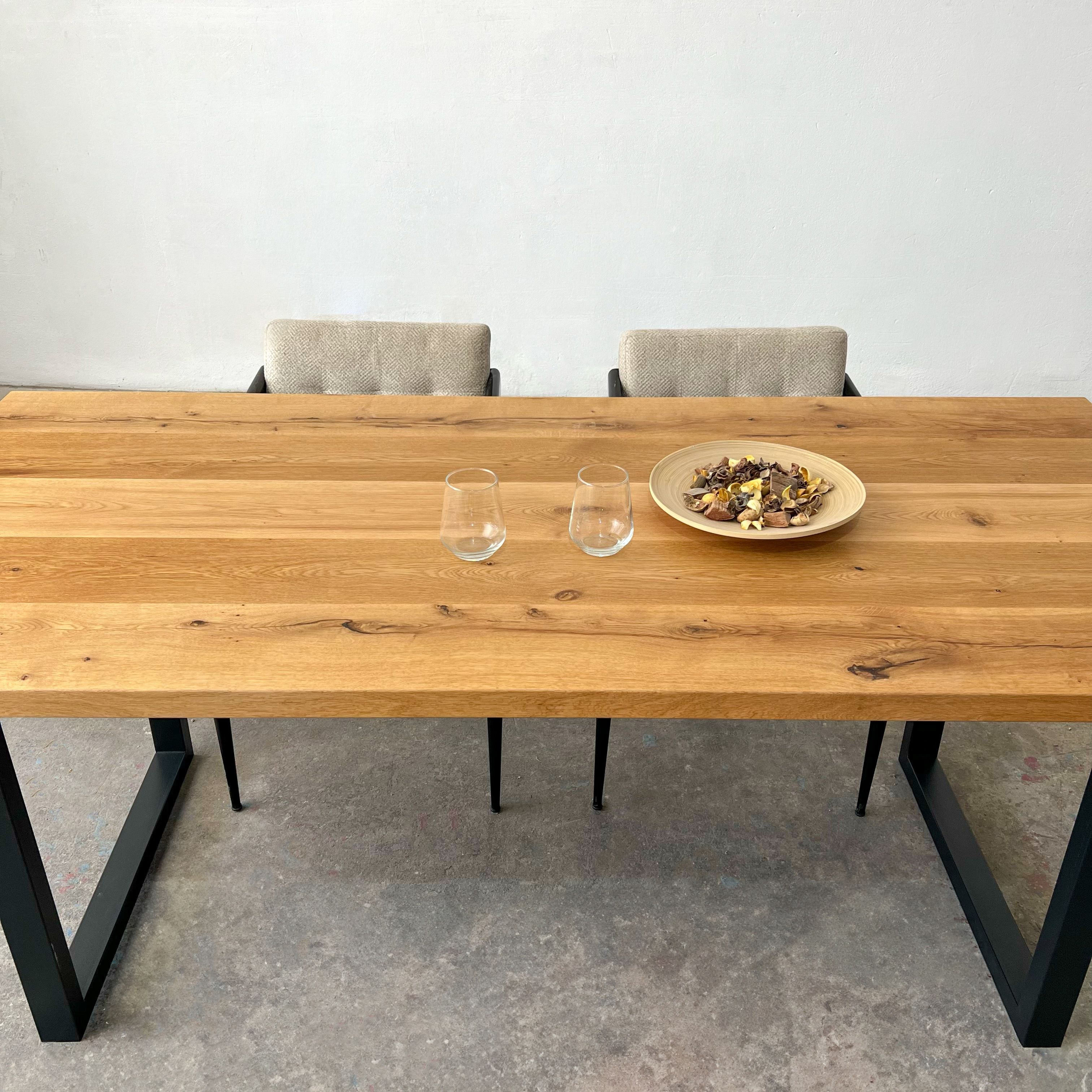 Industrial Modern Solid Oak Dining Table