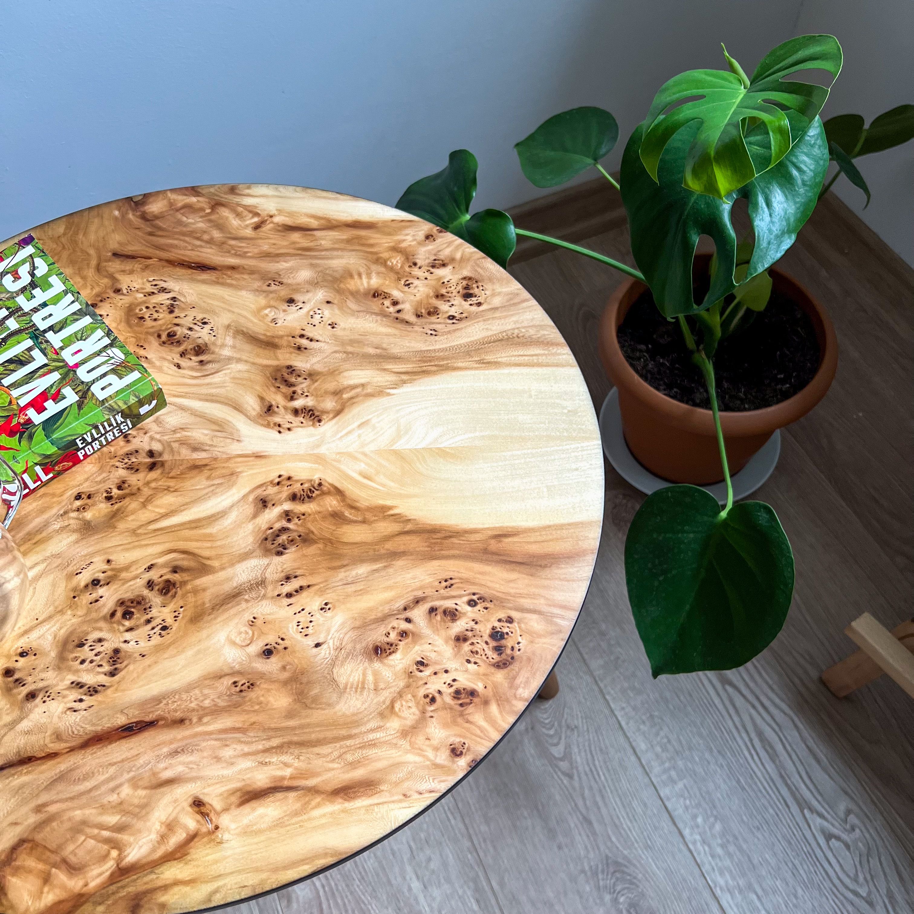 Burl Veneer Side Table – Matte Finish | Walnut or Elm