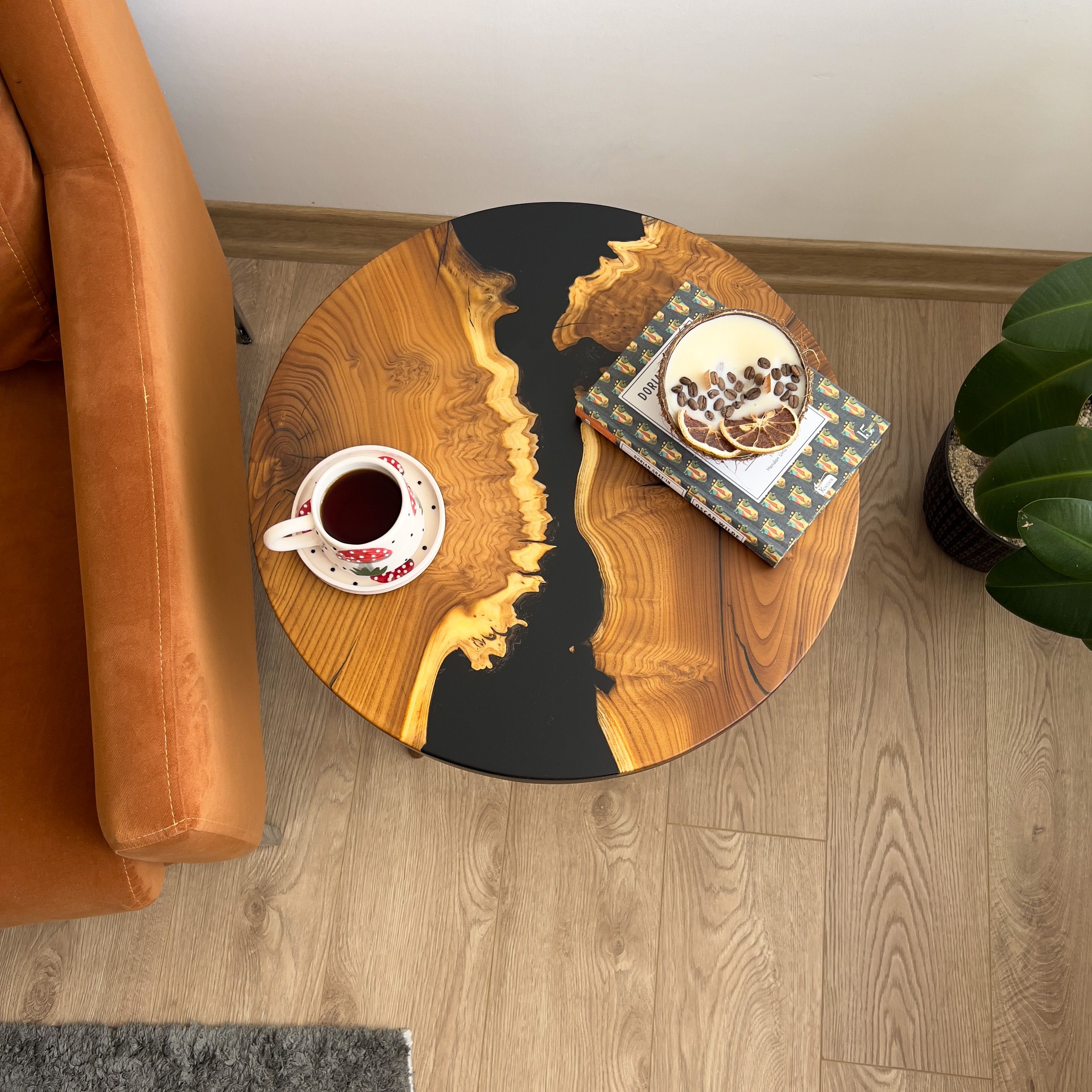 20" Round Blue Resin River Coffee & Side Table 