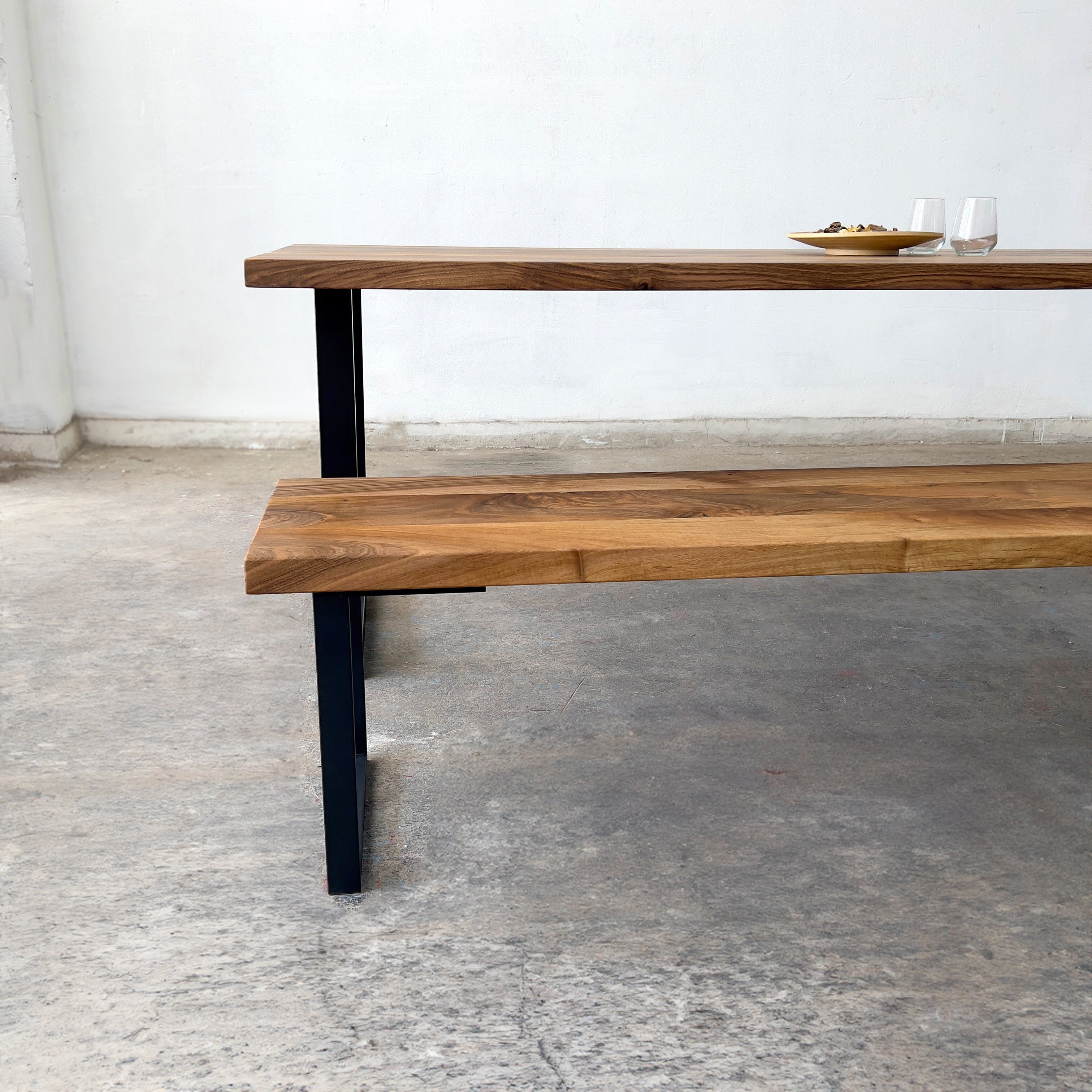 Solid Walnut Table and Matching Bench