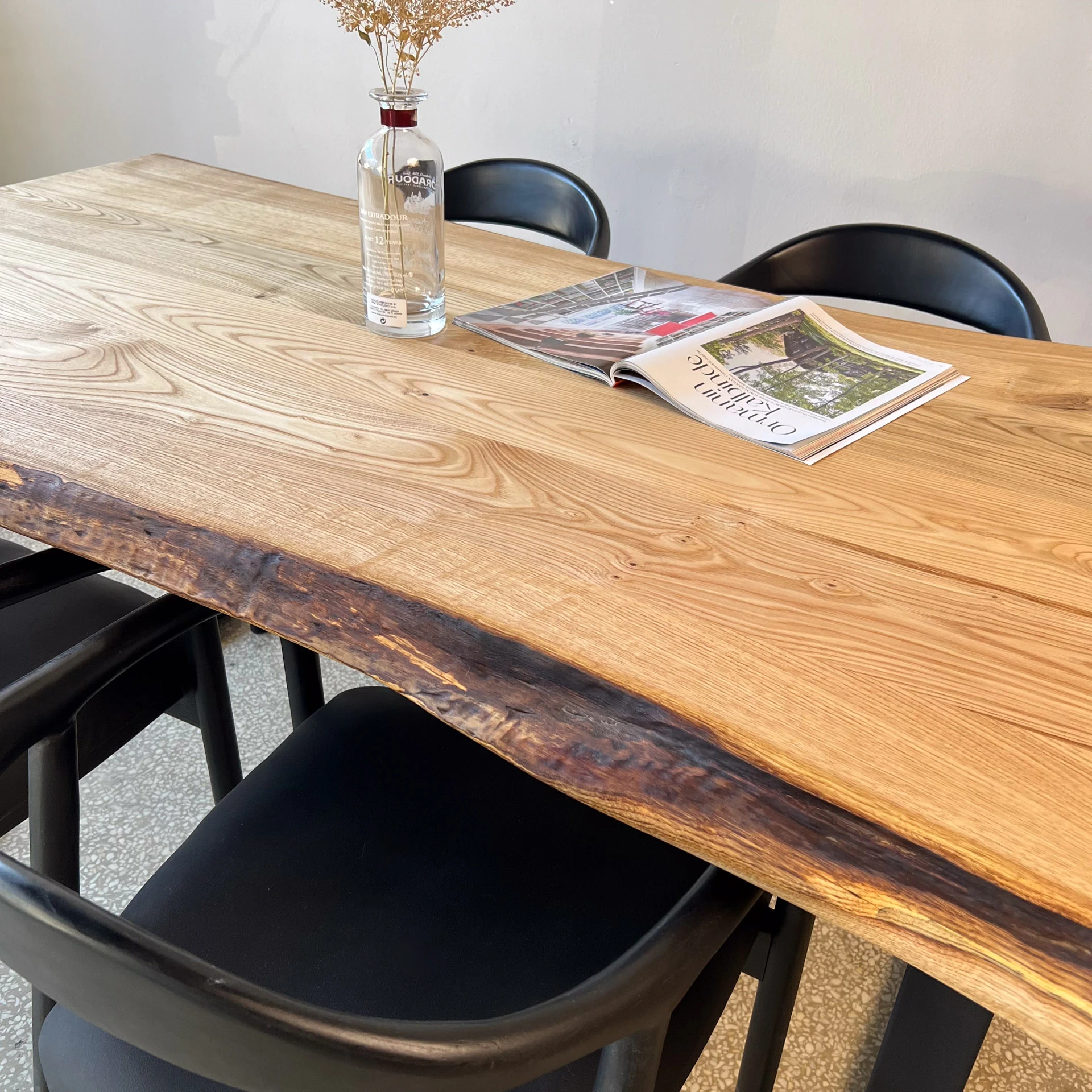 Doğal Kenar Kestane Ahşap Kütük Mutfak ve Yemek Masası